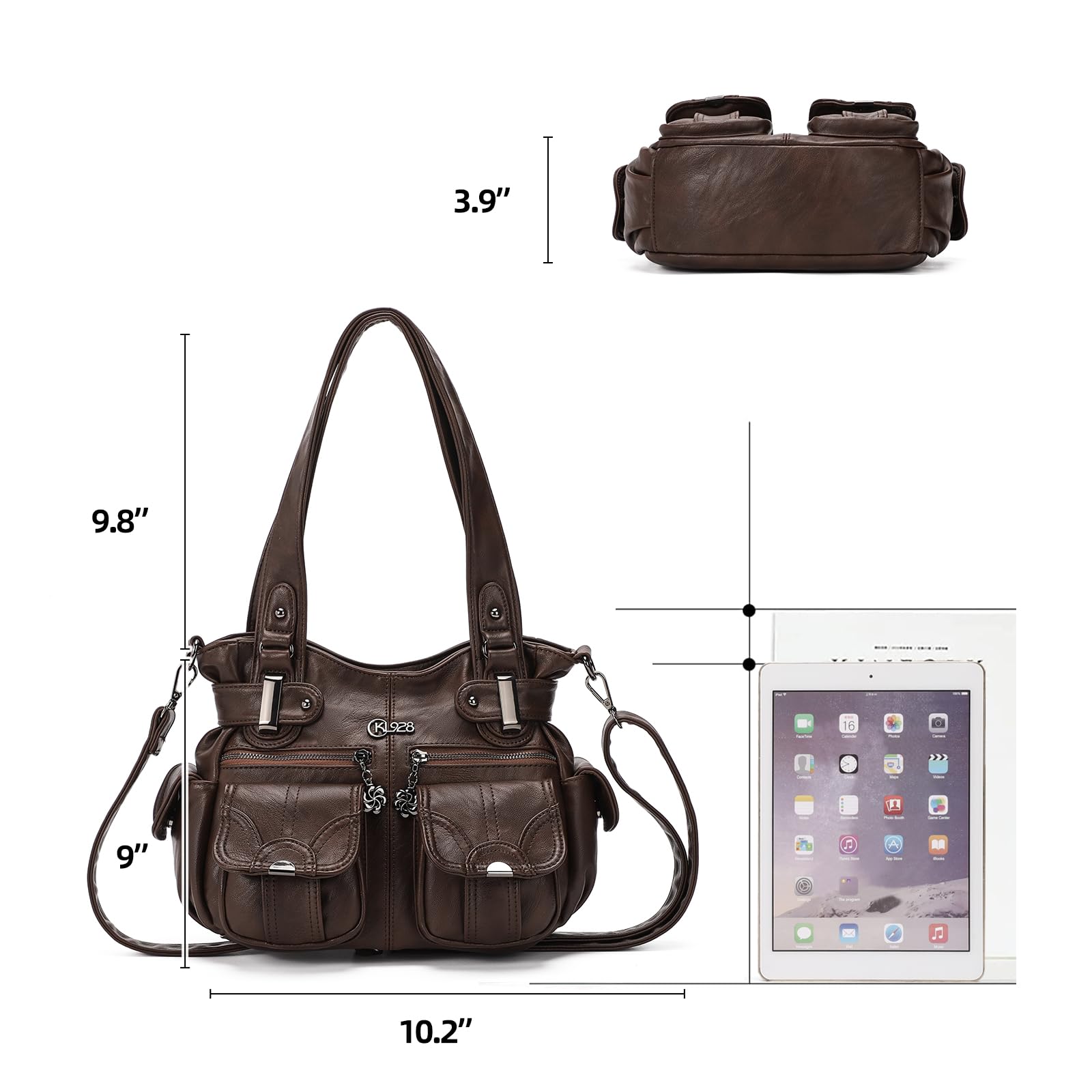 Purses and Handbags for Women Small Hobo Shoulder Bags Soft PU Leather Multi Pockets Tote Bag