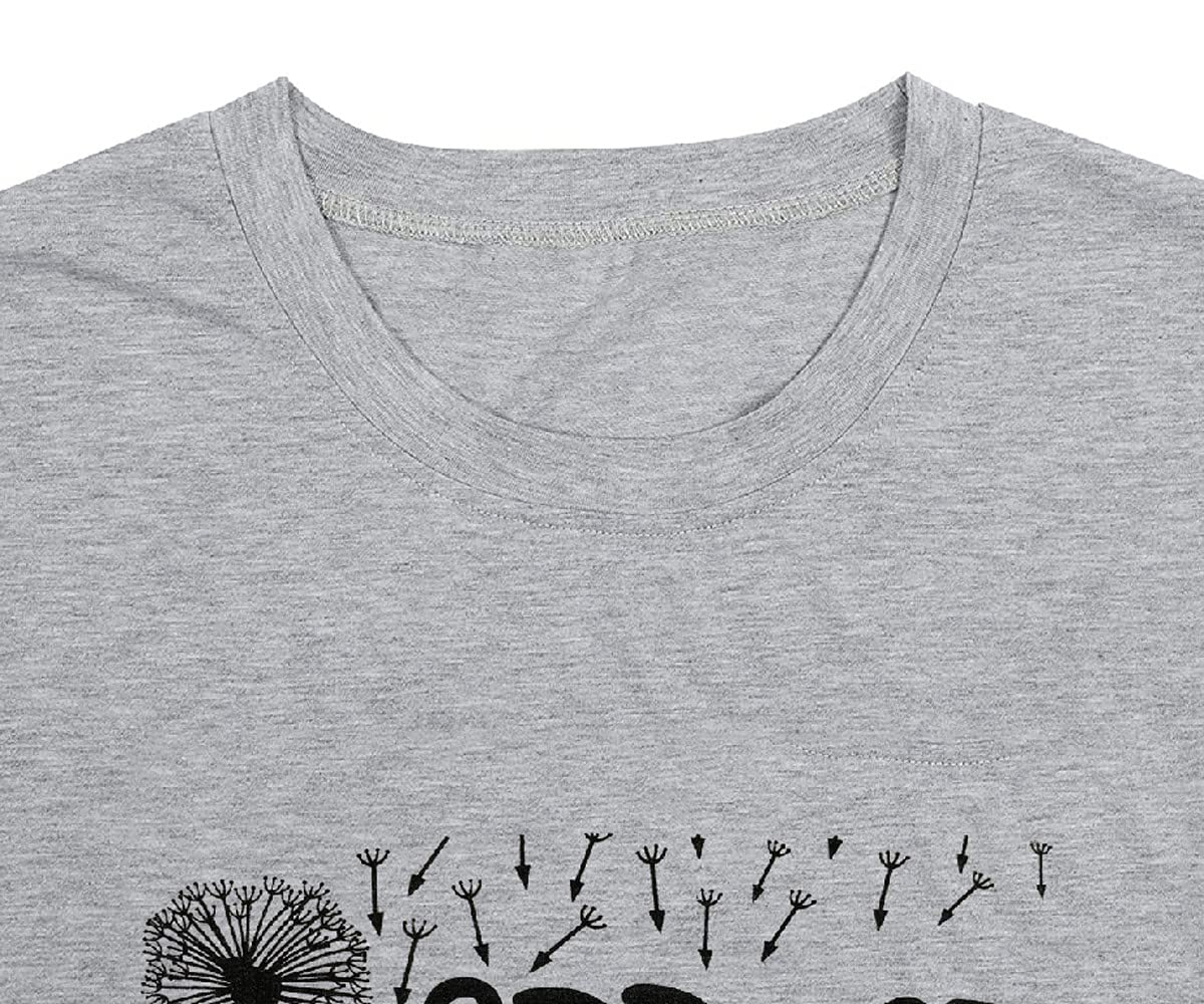 Women Spread Kindness Shirt Dandelion Graphic Top, Grey L
