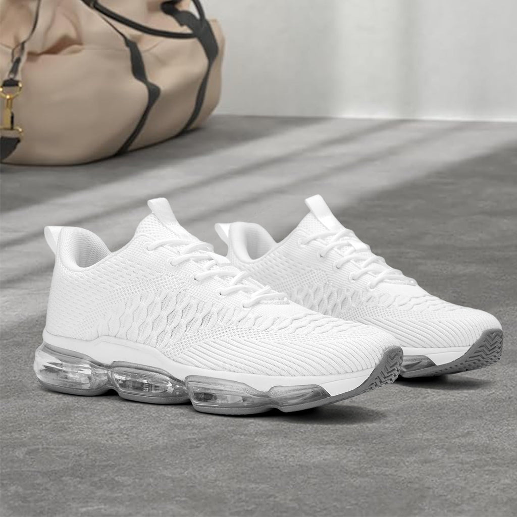 Men's Air Cushion Running Shoes Breathable Tennis Fashion Sneakers Non Slip Workout Casual Sport Shoes Gym Training Comfortable Walking Shoes White