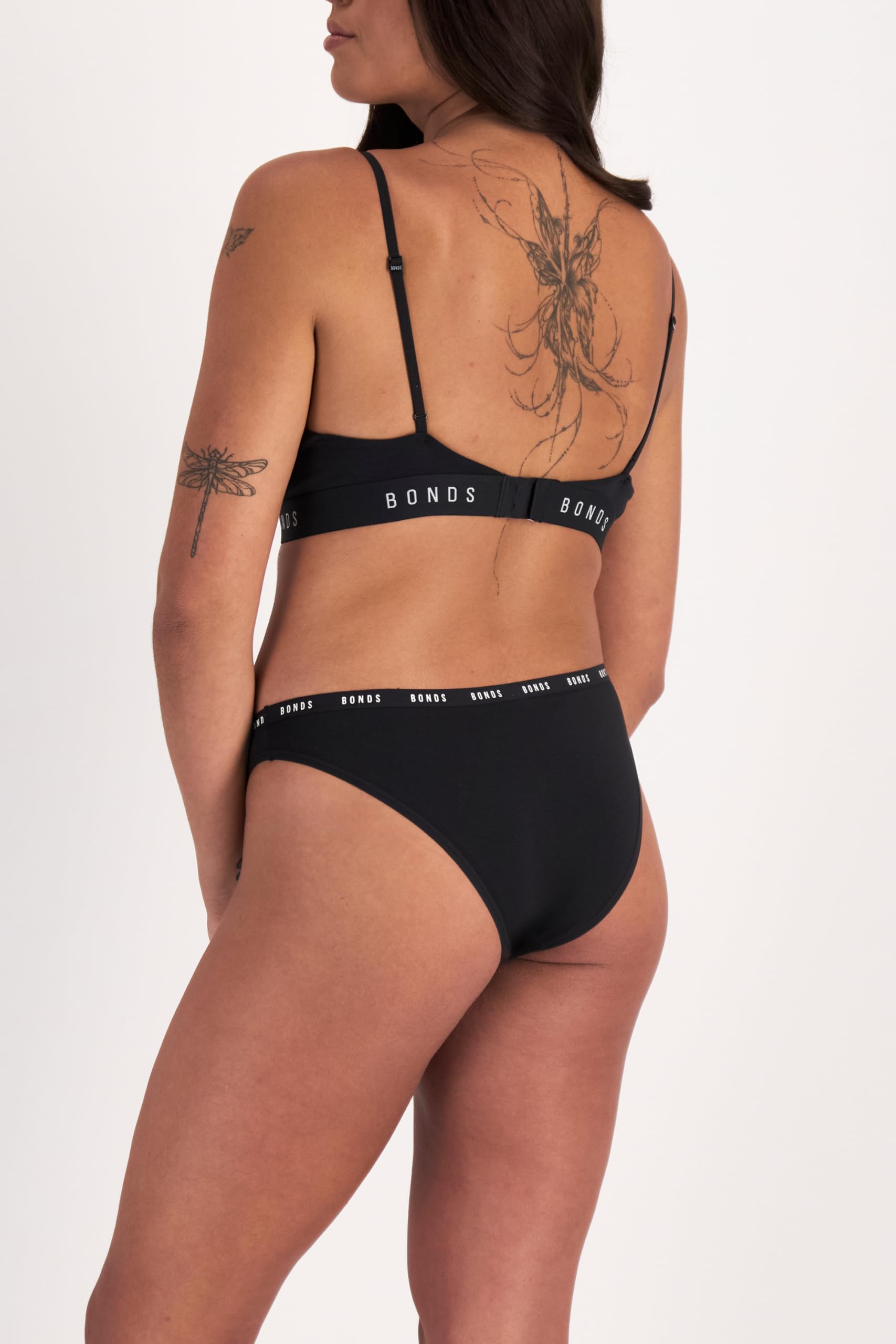 Bonds Women’s High-Cut Bikini Panties 3-Pack – Stretch Cotton-Blend, Soft Everyday Comfort Black/Black/Black