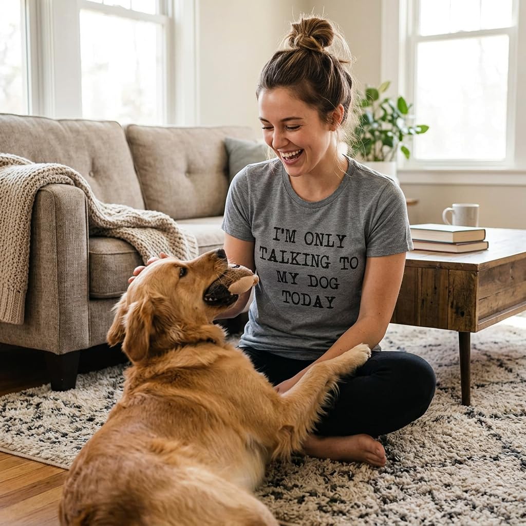 Im Only Talking to My Dog Today Funny Dog Mom Womens T Shirt Cute Grey S