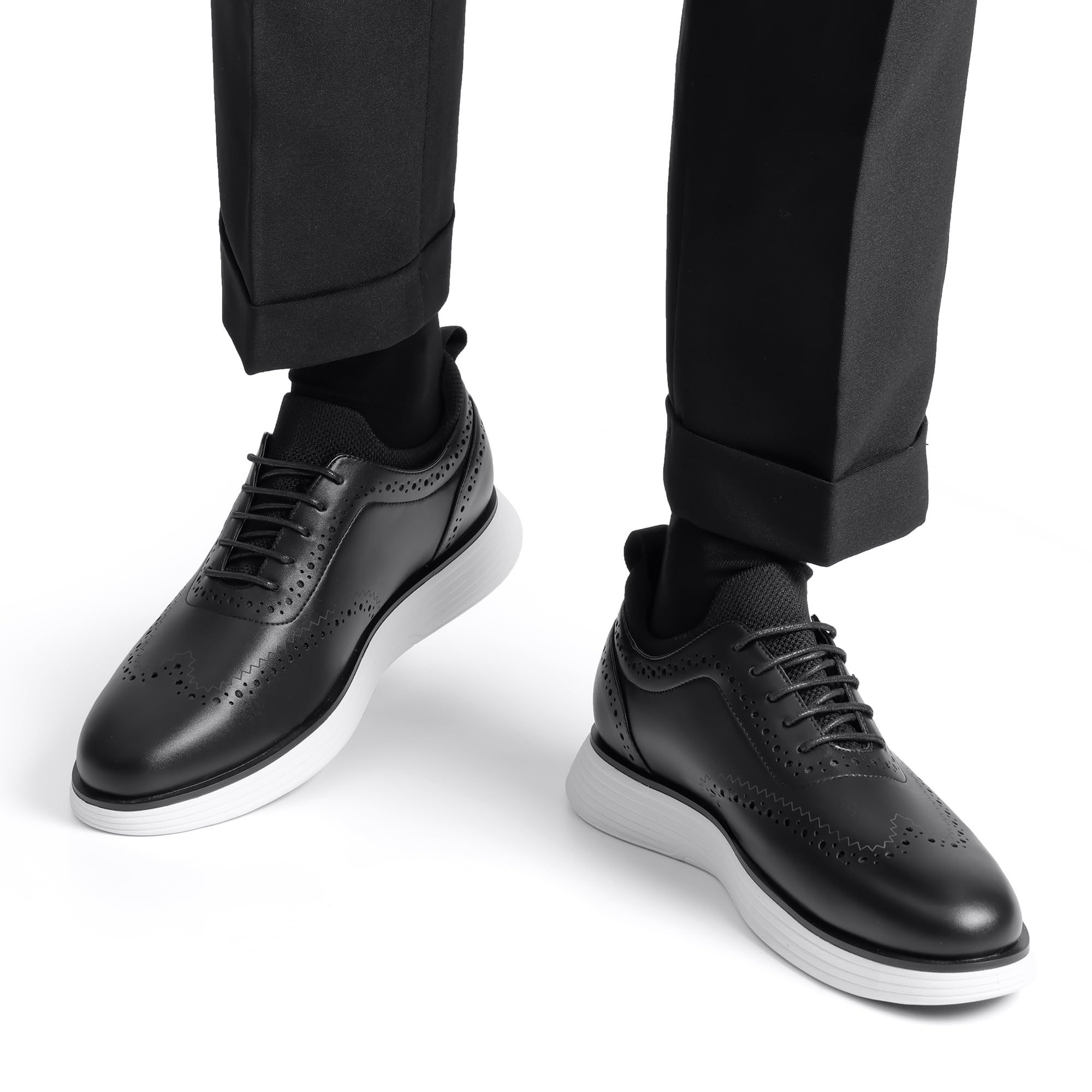Bruno Marc Men's MaxFlex Dress Sneakers Oxfords Casual Wingtip Brogue Shoes,Size 12,Black,SBOX2326M