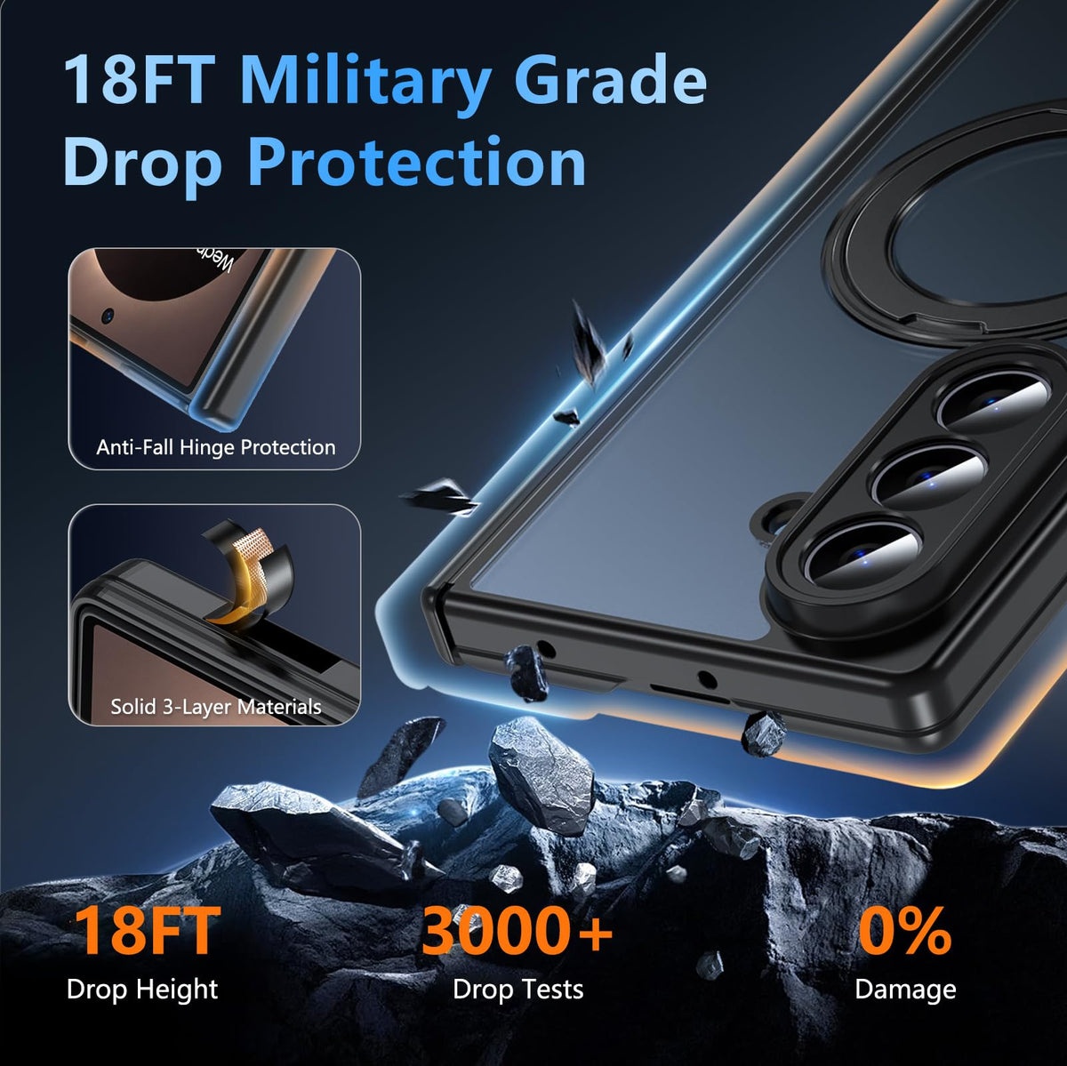 OWKEY Magnetic for Samsung Galaxy Z Fold 8 Ultra Case with Stand,Black