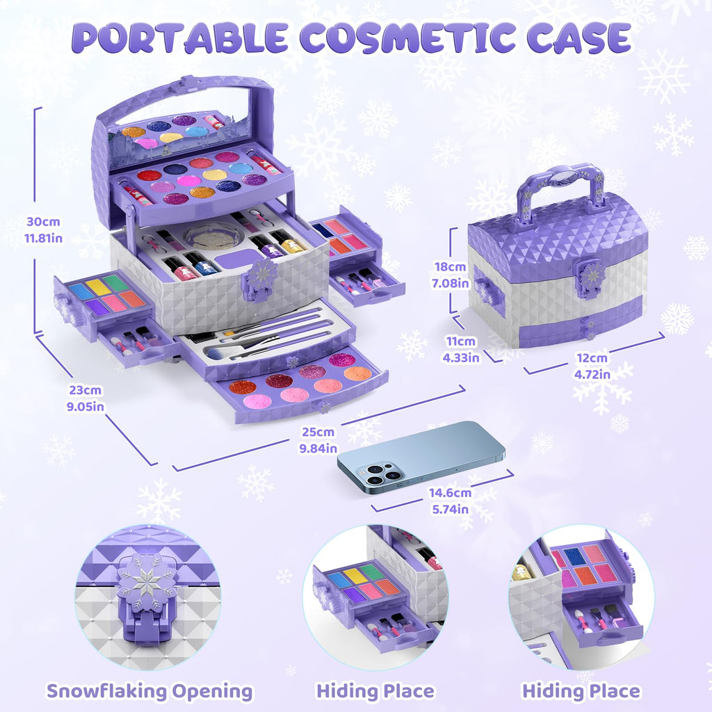 PERRYHOME Kids Makeup Set for Girl 56 Pcs Washable Real Cosmetic, Non-Toxic Frozen Toys Toddler Makeup Kit, 2026 New Princess Valentine & Birthday Girl Gift for 3 4 5 6 7 8 9 10 11 12 Year Old Girls
