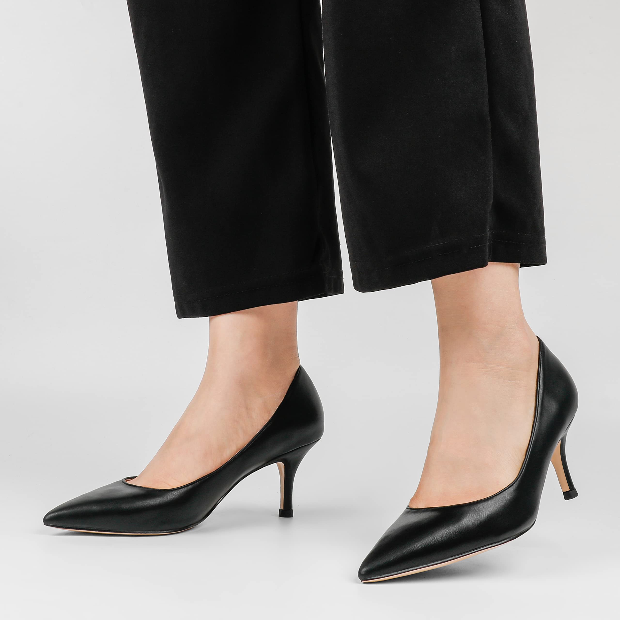 JOY IN LOVE Women's Shoes Low Heels Pointy Toe Kitten Heel Daily Pumps Black Matte 8.5 US