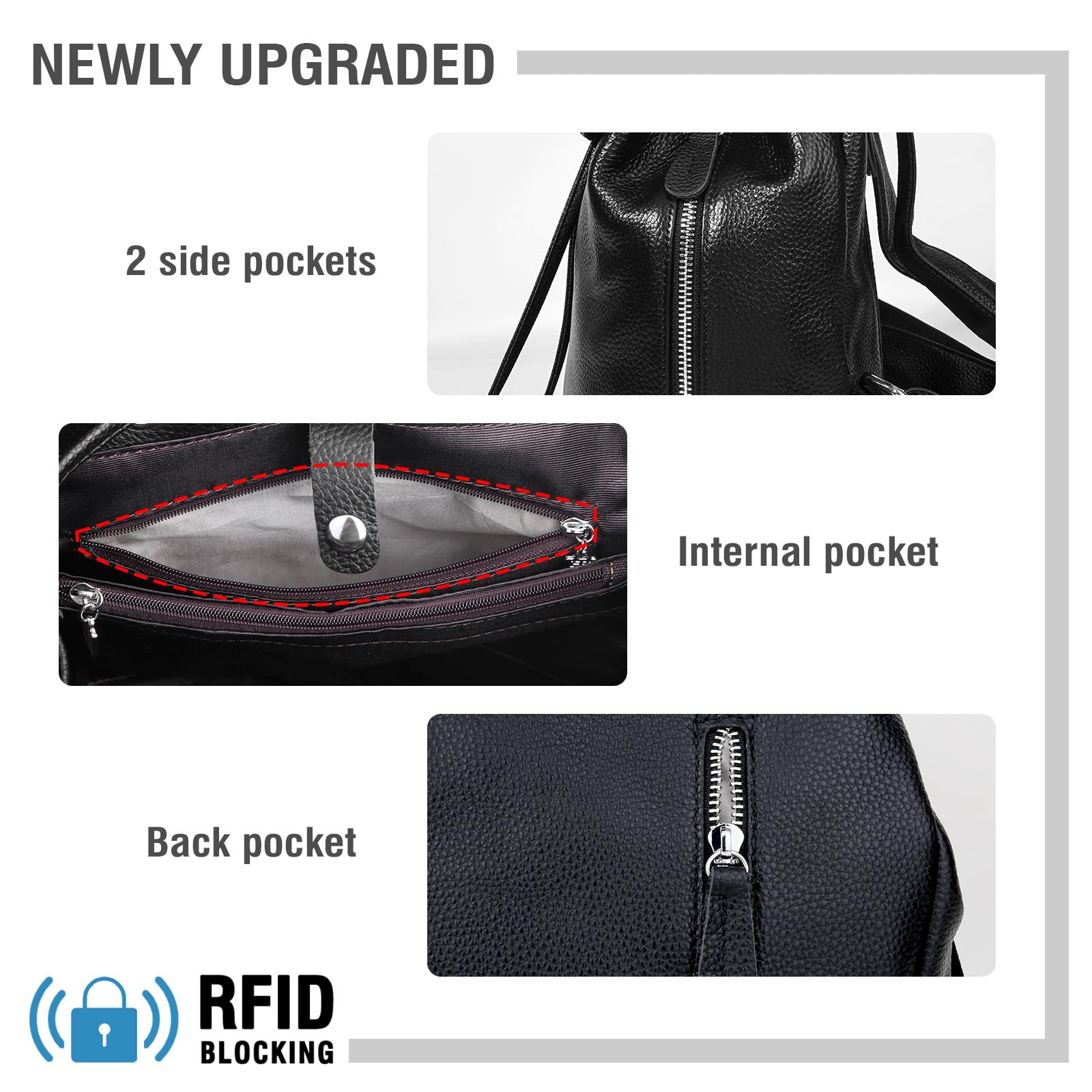 BOYATU Leather Backpack Purse for Women Fashion Design Ladies Shoulder Bag