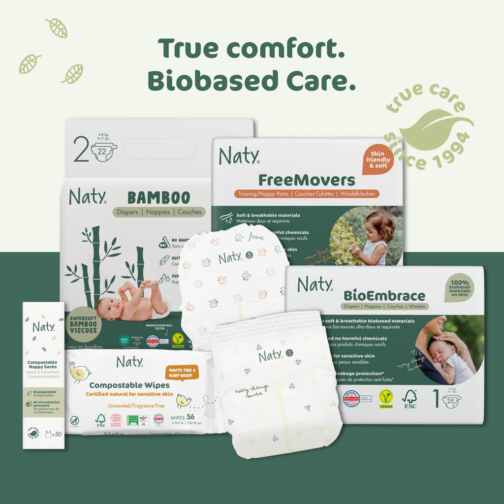 Naty Baby Wipes | 98% Water, Hypoallergenic & Natural for Sensitive Skin | Unscented, Plant-Based, Fragrance-Free | Plastic-Free & Compostable | Newborn & Toddler Diaper Wipes | 672 Count (12 Packs)