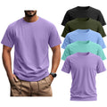 Ficerd 5 Pack Men's Big and Tall Shirts Short Sleeve Cotton Tee Summer Crew Neck Oversize Top Loose Fit Shirt Multipack(Black, Army Green, Sky Blue, Teal, Lavender Purple,6X-Large)