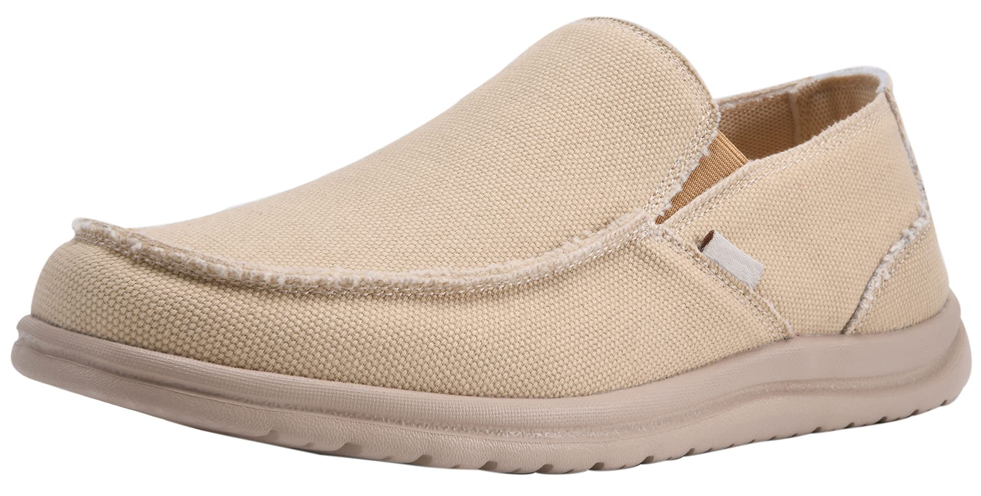 Canven Mens Canvas Slip On Loafers Deck Shoes Walking Lightweight Causal Slip-ons (Light Khaki, EU 45/US 11)