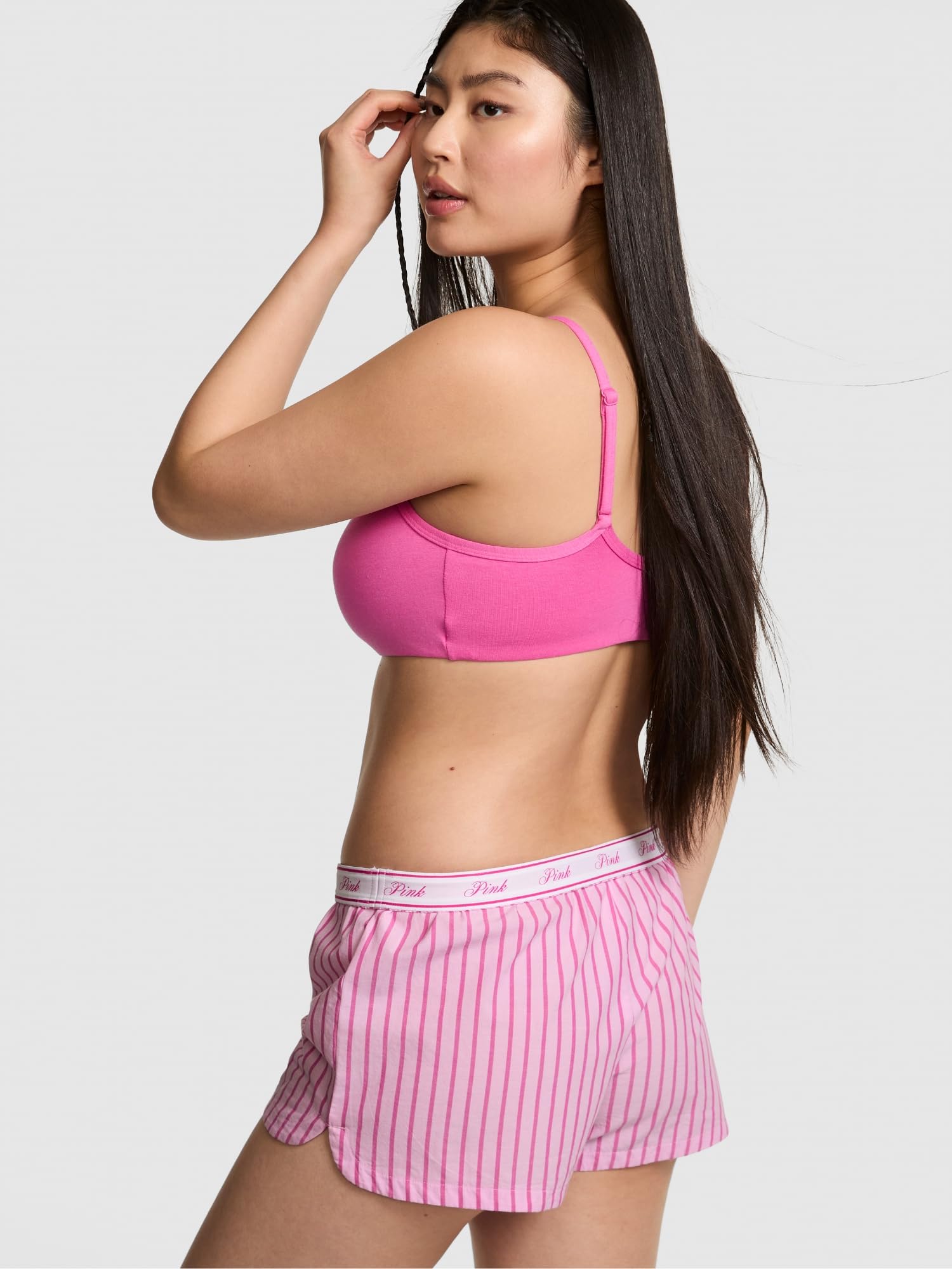 Victoria's Secret PINK Women's Sleep Boxy Pajama Shorts, Pink Stripe, (XL)