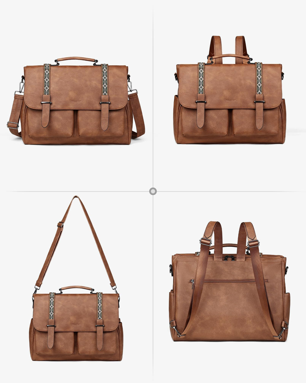 FADEON Messenger Bag for Women, Designer Leather Satchel Backpack Purses Large Laptop Briefcase Multi Pocket Shoulder Bags