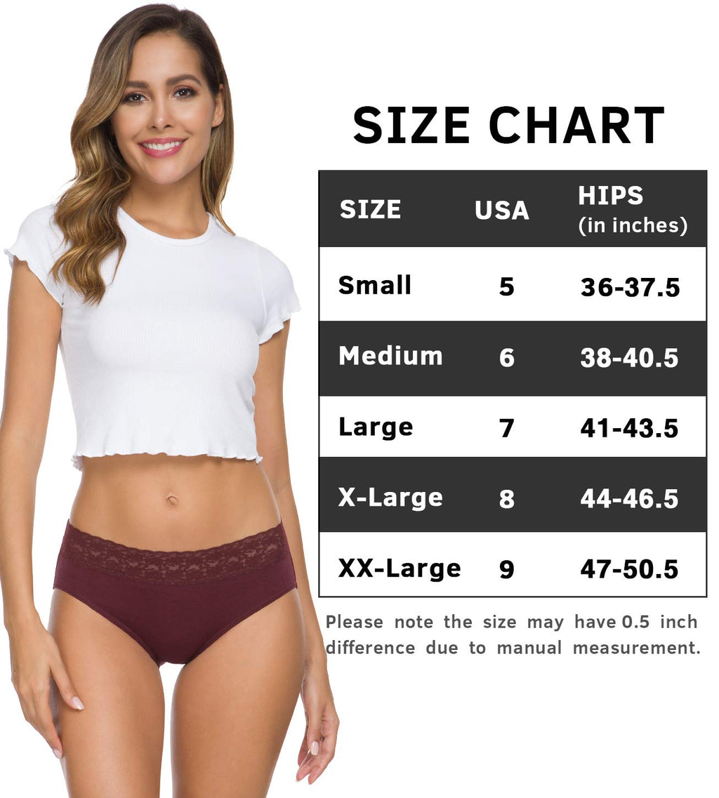 Wealurre Cotton Panties for Women Bikini Underwear Hipster Underpants Lace Briefs Pack(DarkSeries,M)