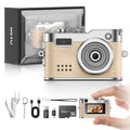 HOTU Mini Digital Camera, Keychain Camera 1080P HD with 2MP Lens, Flash, Video Recording, 32G Card Included, Portable and Compact Retro Vlog Camera for Travel, Kids, Beige