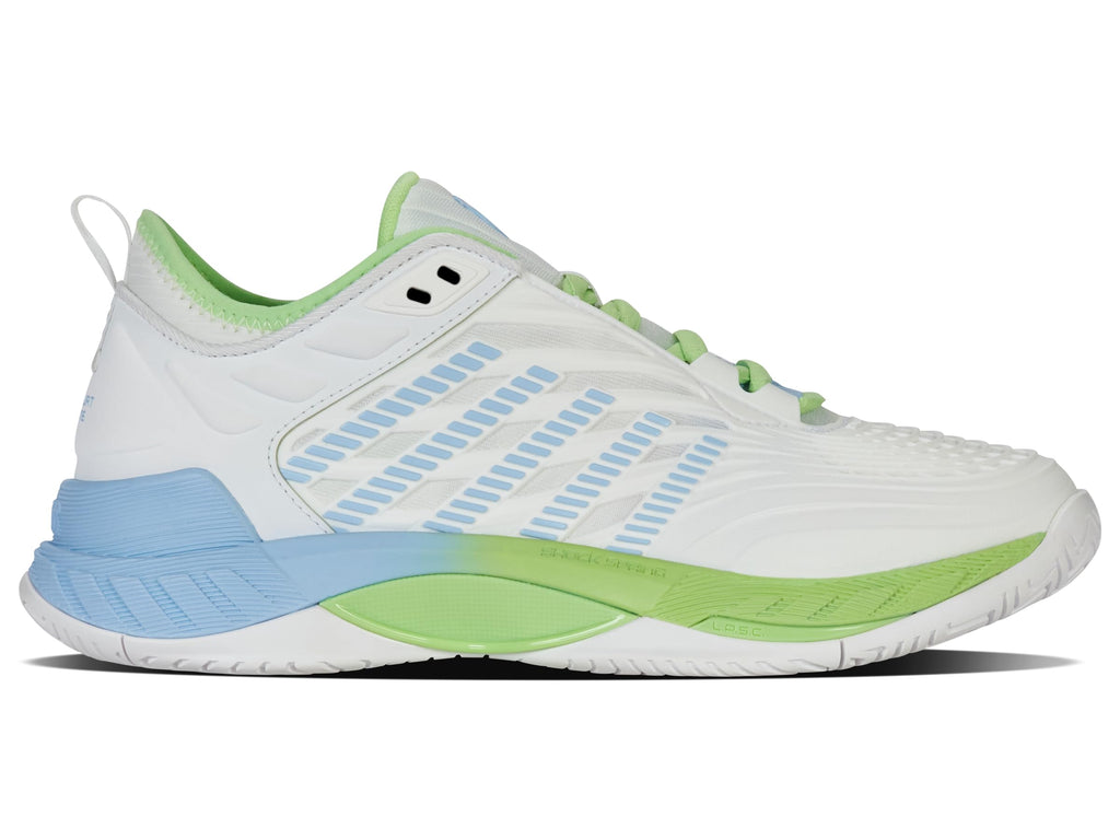 K-Swiss Women's Hypercourt Supreme 2 Tennis Shoe, Lucent White/Dutch Canal/Paradise Green, 6 M