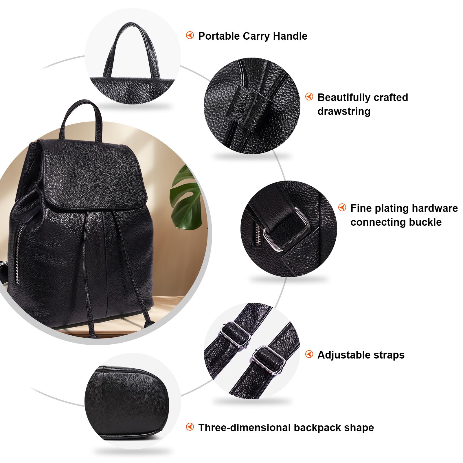 BOYATU Leather Backpack Purse for Women Fashion Design Ladies Shoulder Bag