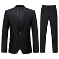 LORENZO BRUNO Mens Suit 2 Piece Black Suits for Men One Button Slim Fit Solid Jacket & Pants Tuxedo Set Business Wedding Party, Black, L