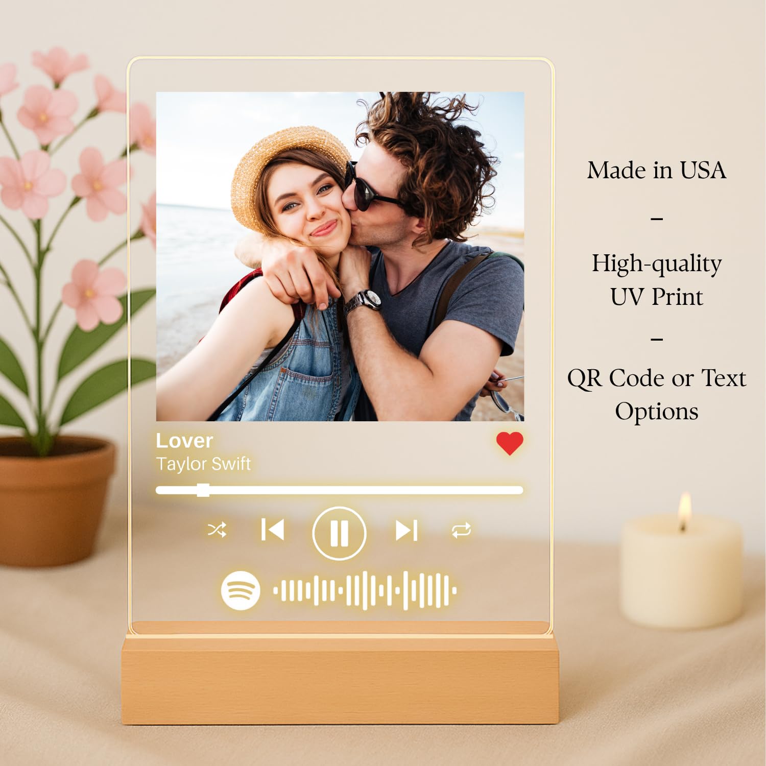 SAME DAY SHIP Custom Song Plaque Personalized Music Plaque Photo Gift Personalized Couples Romantic Gift Valentines Day