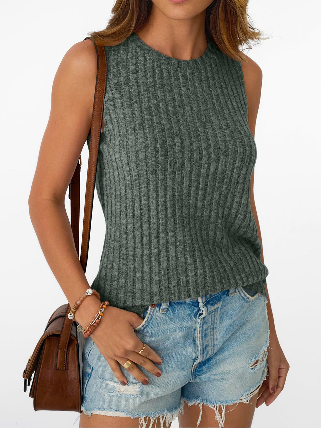 AUTOMET Summer Tank Tops Womens Sleeveless Tunic Shirts Basic Soft Clothes 2026 Casual Trendy Spring Beach Fashion Vacation Outfits DarkGreen 2XL