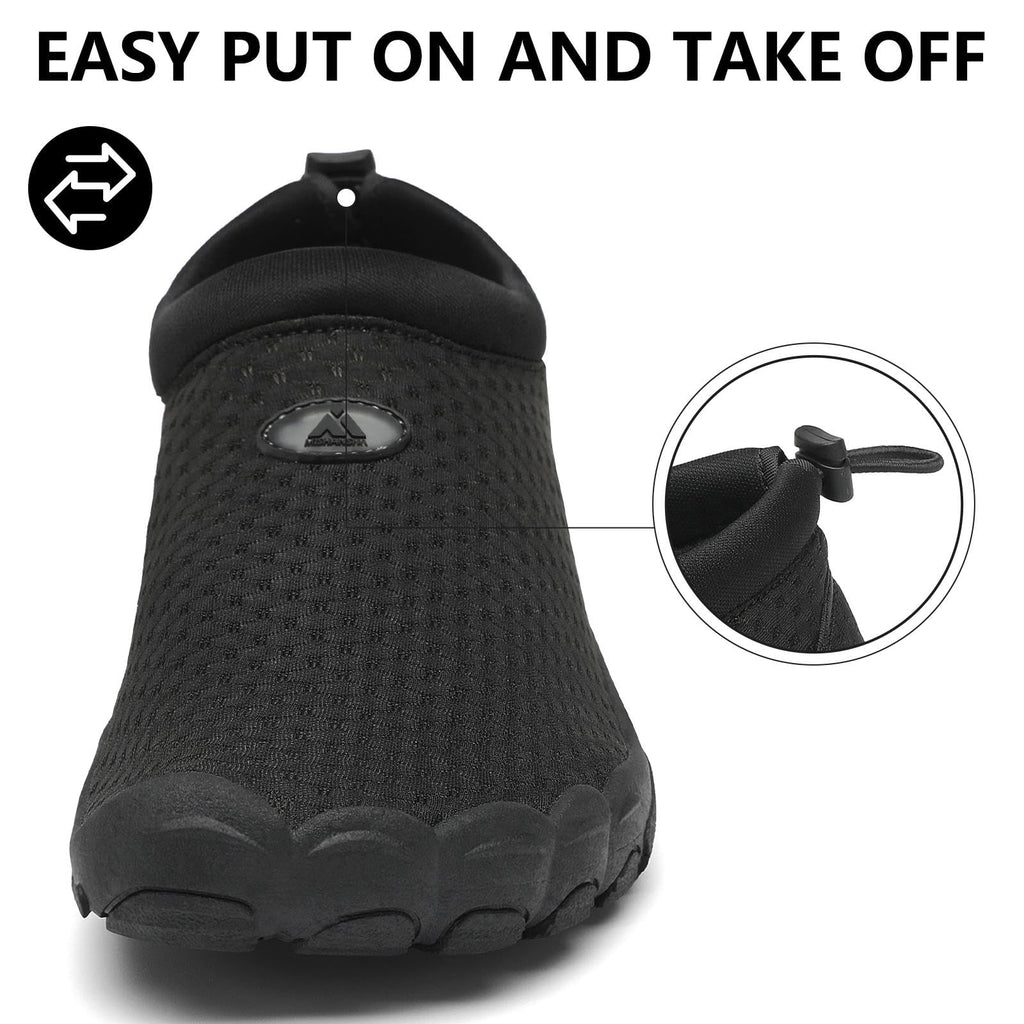 Mishansha Womens Mens Water Shoes Wide Toe Box Swim Beach Barefoot Shoes Quick Dry Non Slip Lividity Black 13.5 Women/11.5 Men