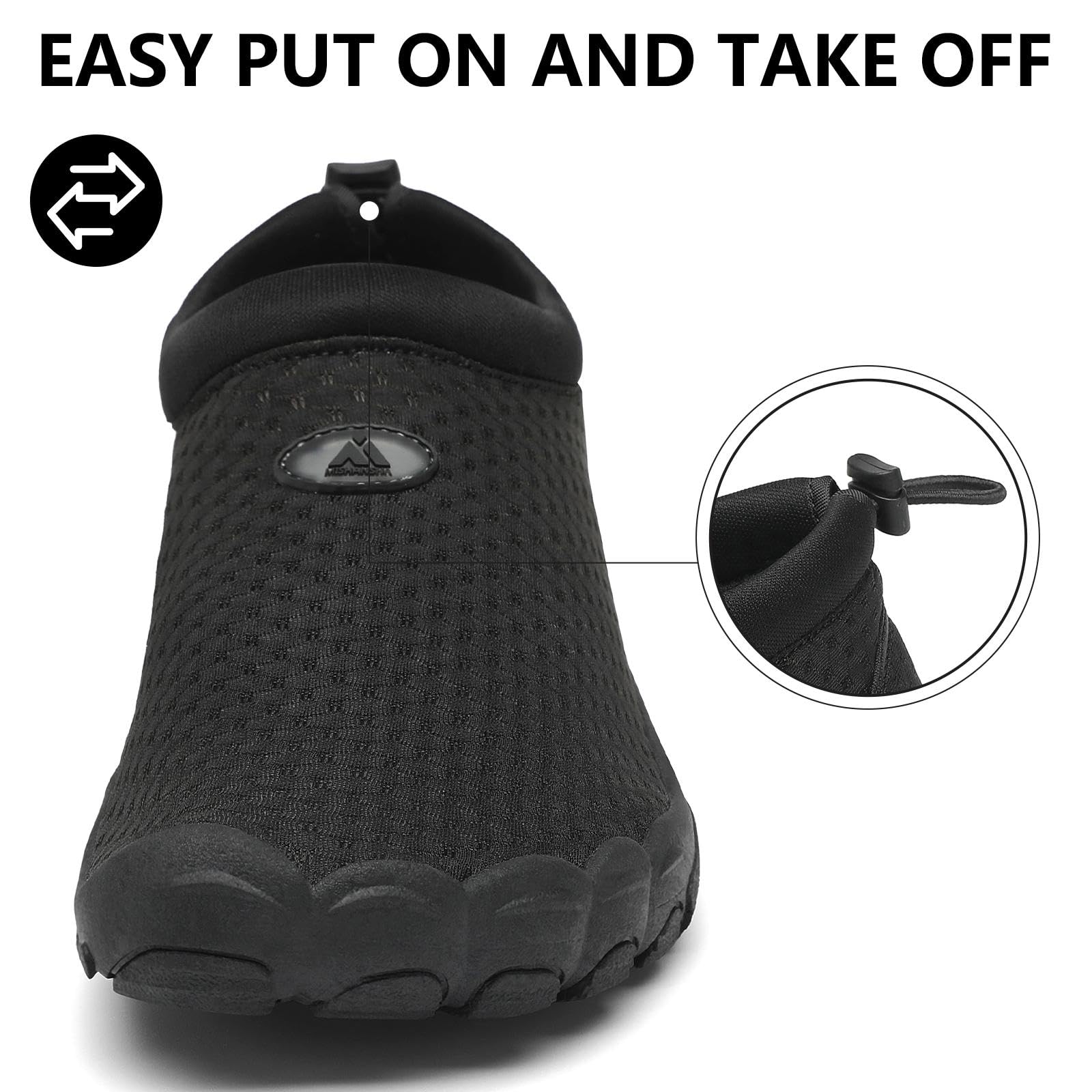 Mishansha Womens Mens Water Shoes Wide Toe Box Swim Beach Barefoot Shoes Quick Dry Non Slip Lividity Black 13.5 Women/11.5 Men