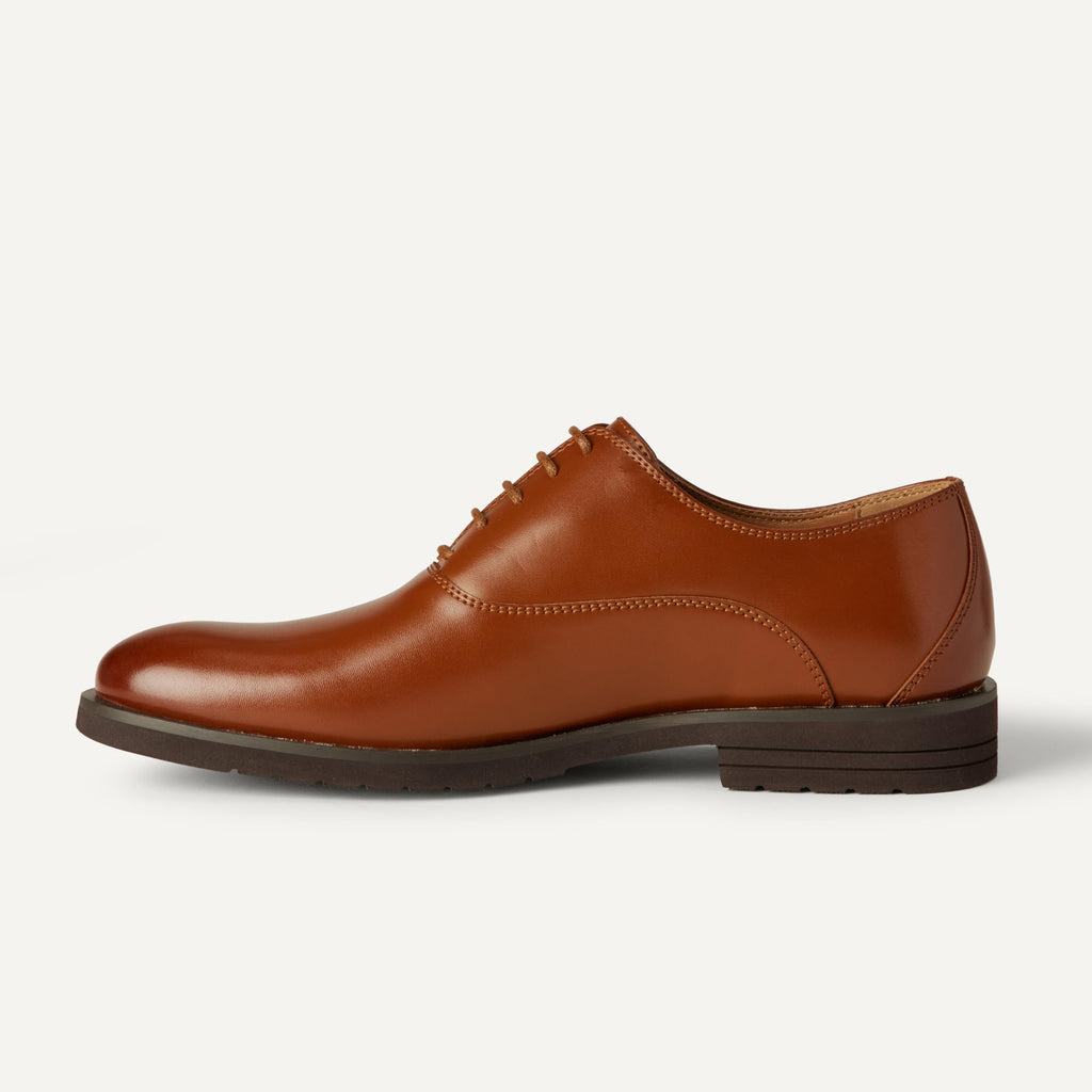 Amazon Essentials Men's Lightweight Oxford Dress Shoes, Dark Tan, 12