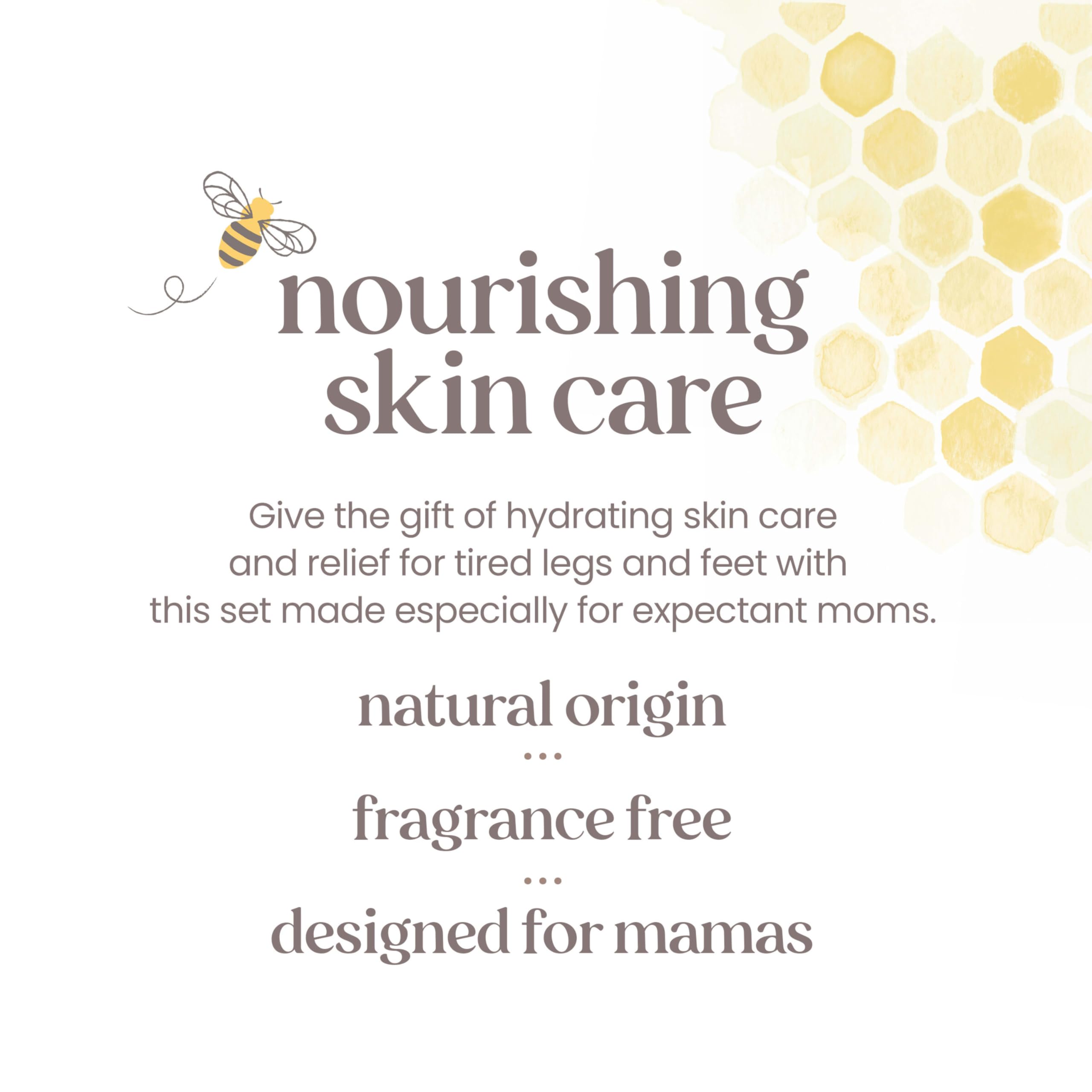 Burt’s Bees Mama Gift Set, Includes Lip Balm, Leg and Foot Cream, and Belly Butter, Natural Origin Skin Care, 0.15 oz./3.38 oz./6.5 oz.