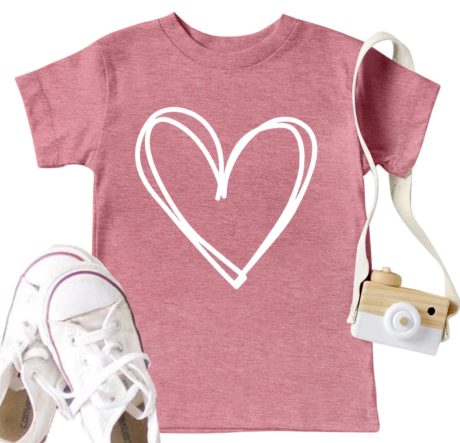 Toddler Valentine's Day Shirts Boys Girls Love Heart Graphic T-Shirt Valentine Short Sleeve Tee Tops