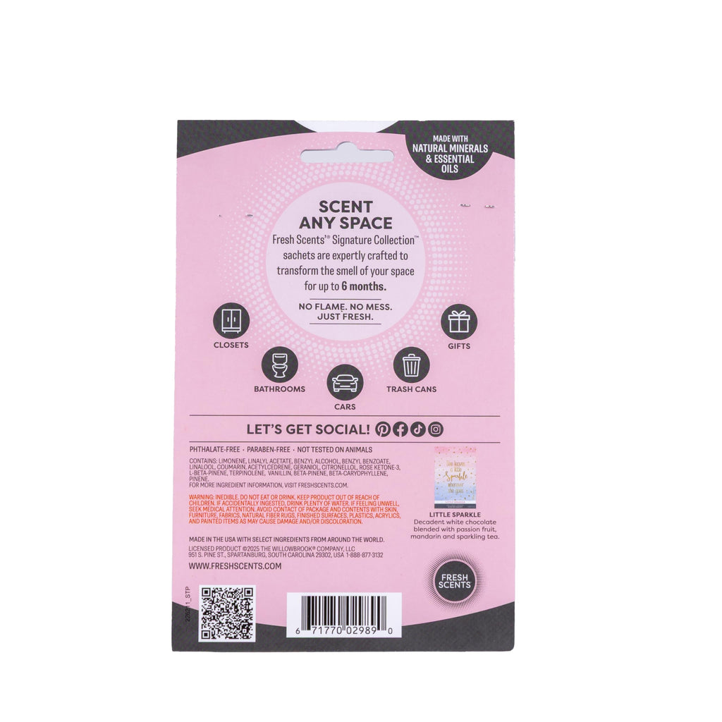 Fresh Scents | Scented Sachet Packet | Little Sparkle | Air Freshener Bags for Drawers, Closets, Cars | 3 Pack | Long Lasting Home Fragrance