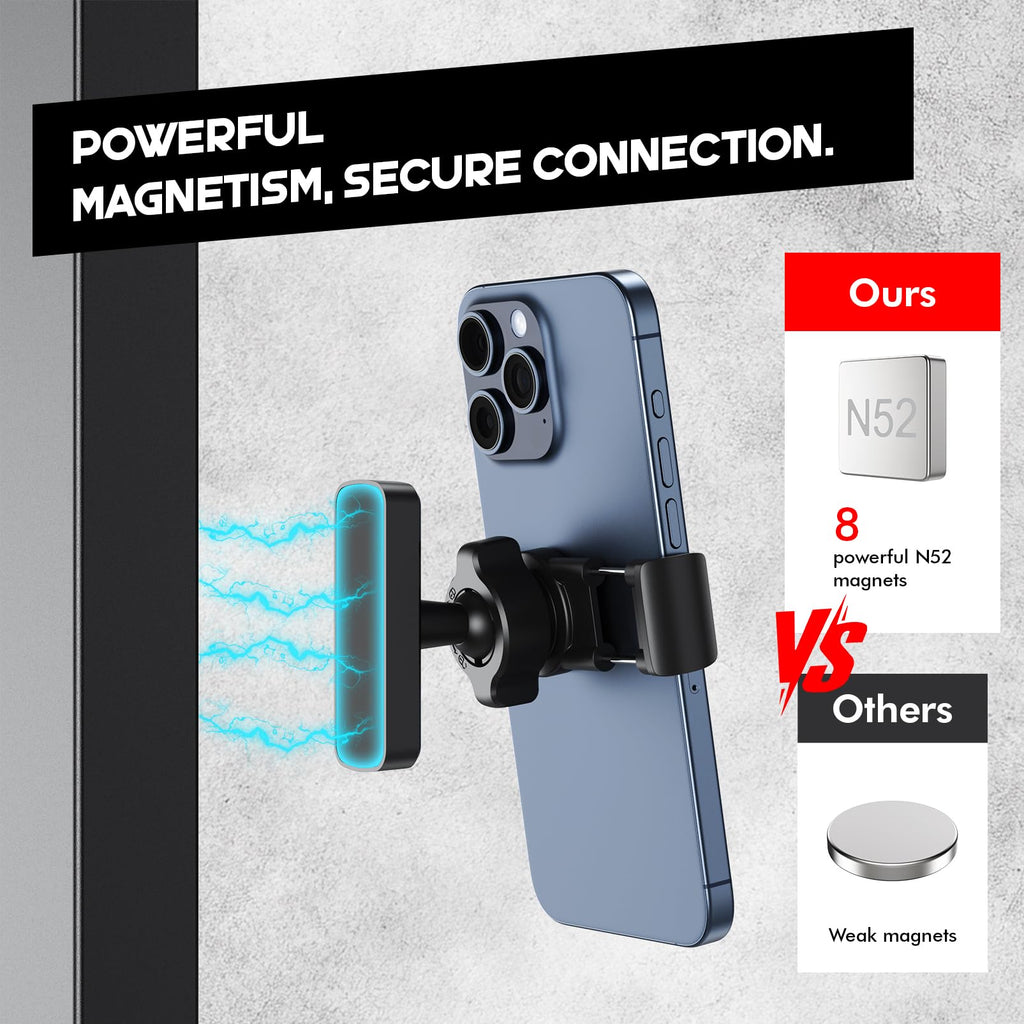 Aourxiv Magnetic Phone Holder for Gym, Powerful N52 Magnet Base, Multi-Angle Adjustable Magnetic Phone Holder Gym Accessories Compatible with All Smartphones 4-7", Nice Gifts for Gym Lovers