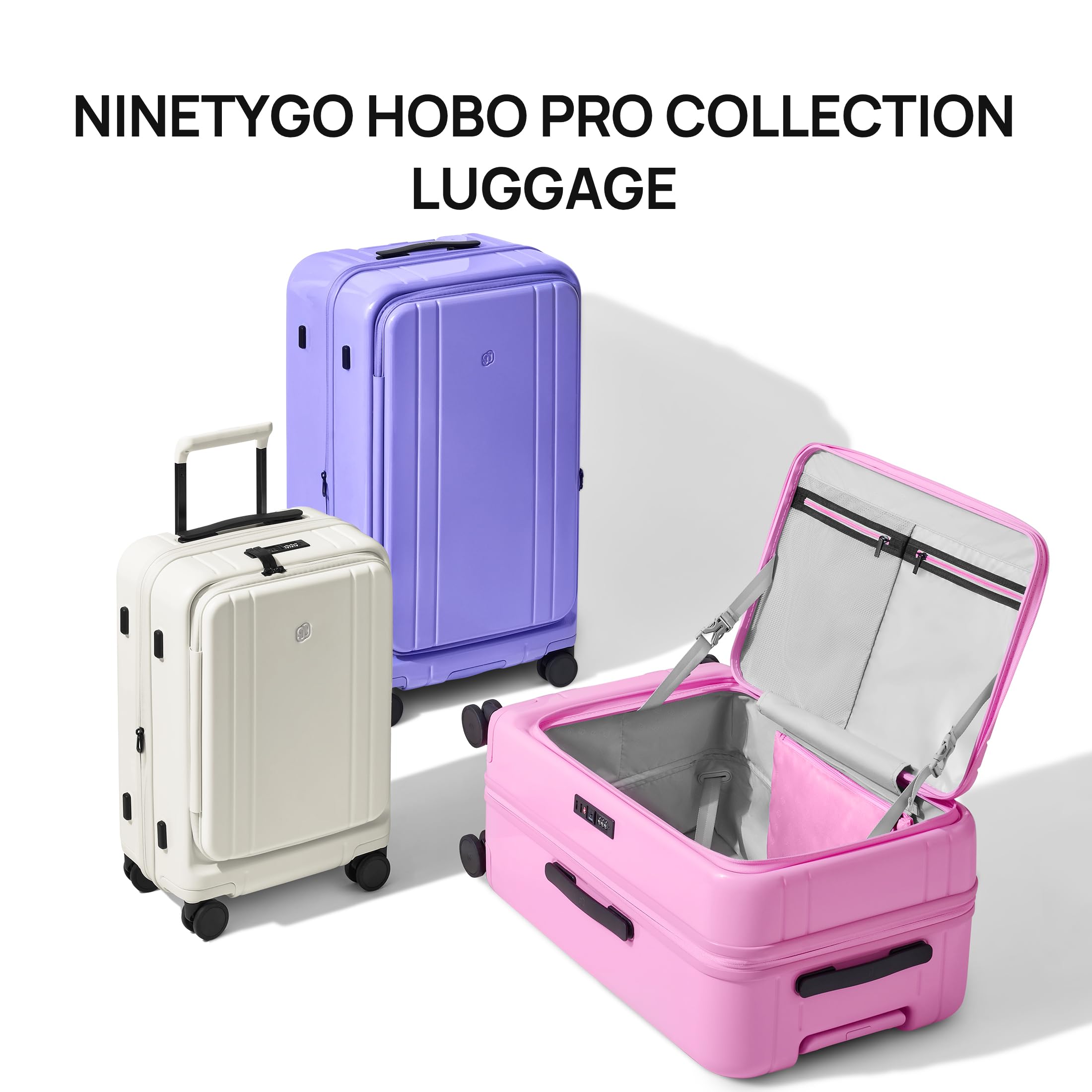 NINETYGO Carry On Luggage 22x14x9 Airline Approved, Top Opening Luggage 20 Inch Suitcase, Expandable, PC Hard Shell, Larger Capacity Carryon, TSA Lock, 360° Spinner Wheels (Purple,HBP)