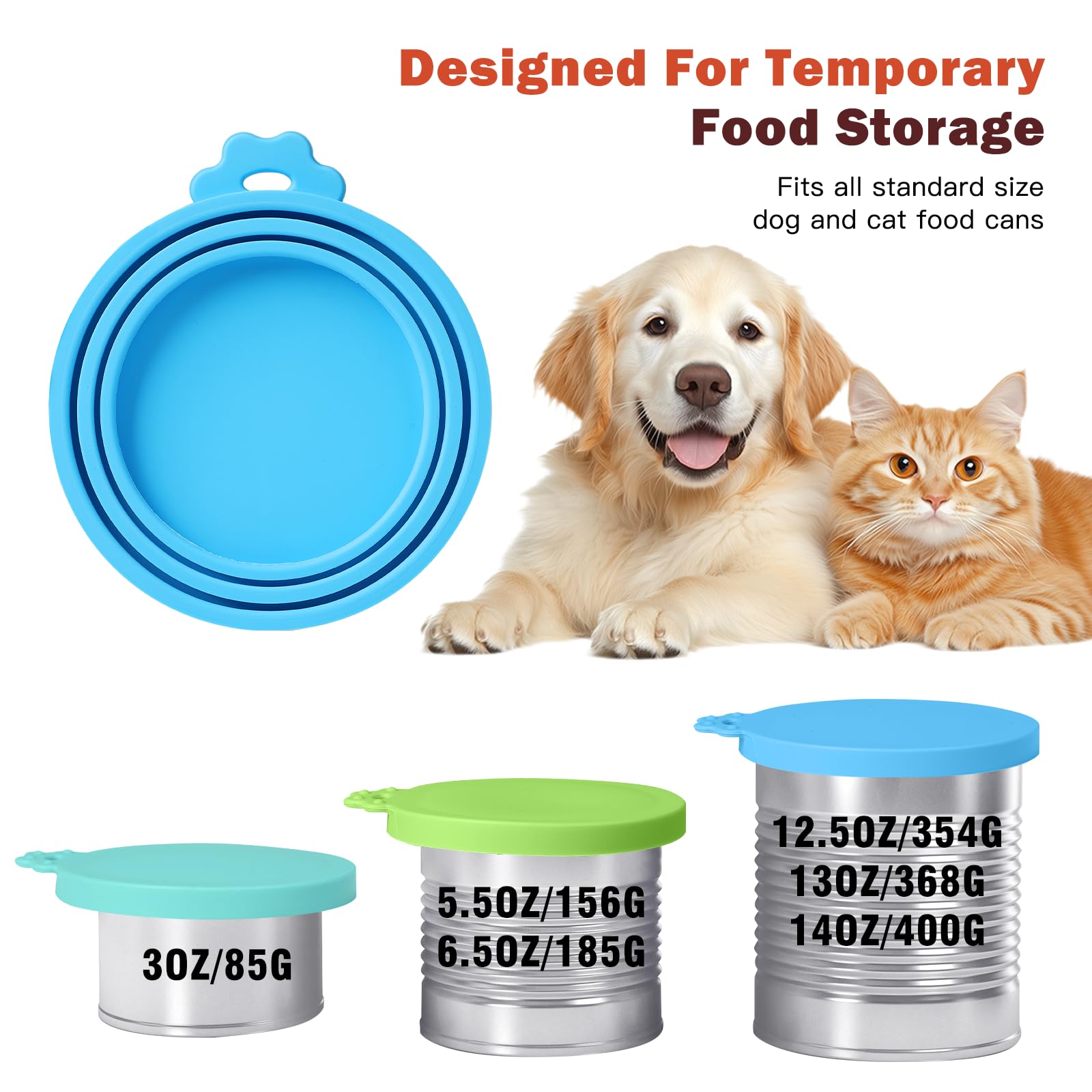 Ainvhh 8 PACK Can Lids, Pet Food Can Cover and Food Mixing Spoons Food Canned Scoop, Fits Most Standard Size Dog and Cat Can Tops for Pet Cat Dog Feeding Can and Wet Food Storage