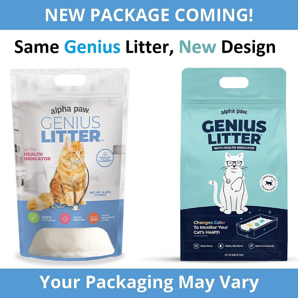 Genius Litter Health Monitoring Cat Litter, Featured on Shark Tank, Lightweight Crystal Silica Gel, Non Clumping, Dust Free, Low Tracking, Odor Control for Indoor Cats and Kittens, 6 lb Bag