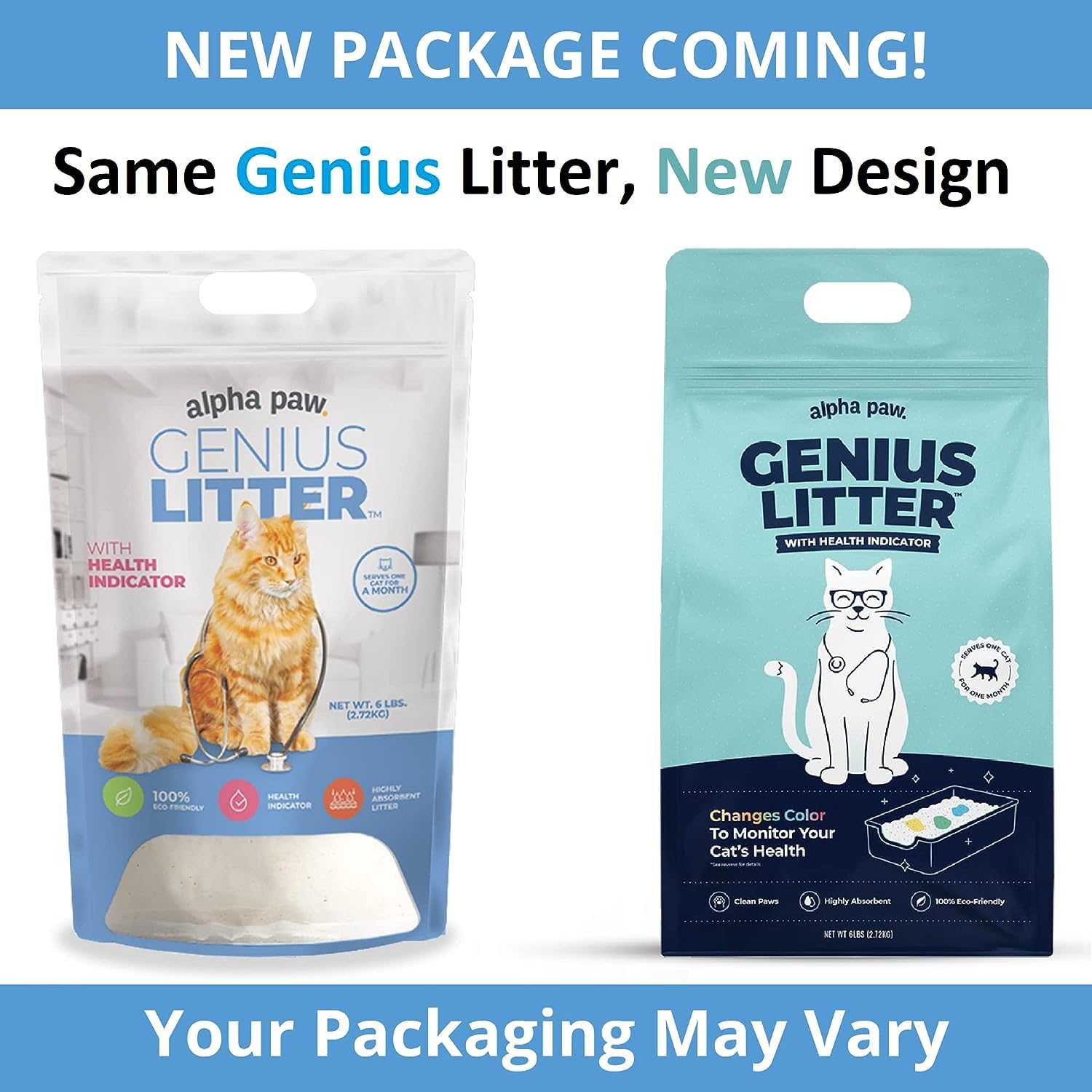 Genius Litter Health Monitoring Cat Litter, Featured on Shark Tank, Lightweight Crystal Silica Gel, Non Clumping, Dust Free, Low Tracking, Odor Control for Indoor Cats and Kittens, 6 lb Bag