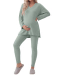 Huukeay Women's Maternity Lounge Set 2 Piece Outfits,Gray Green,Small