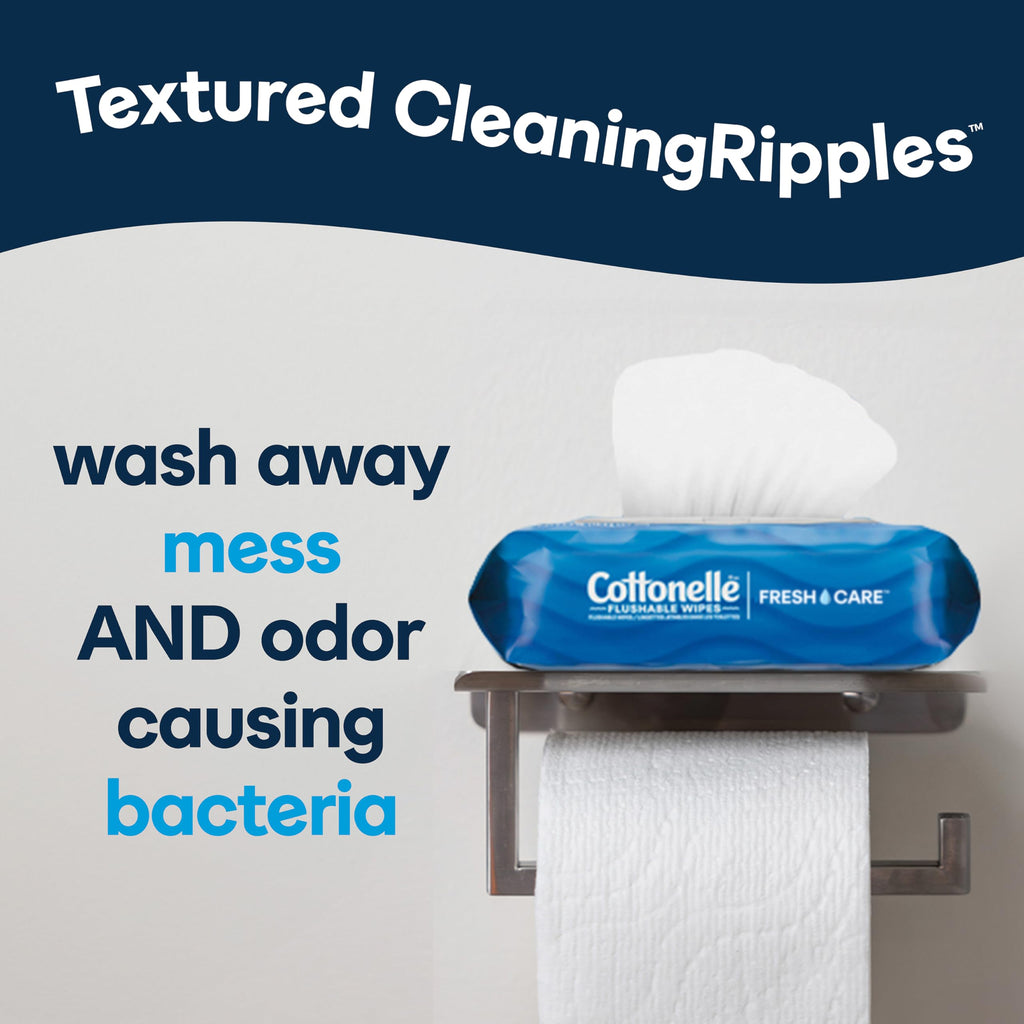 Cottonelle Fresh Feel Flushable Wet Wipes, Adult Wet Wipes, 8 Flip-Top Packs, 42 Wipes Per Pack (336 Total Wipes), Packaging May Vary