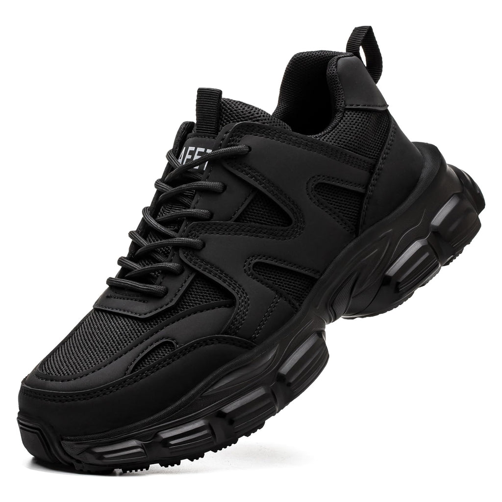 Steel Toe Shoes for Women Men Wide Non Slip Composite Work Sneakers Indestructible Comfortable Safety Tennis Shoes Lightweight Breathable Construction Sneakers Puncture Proof Ergonomic Design