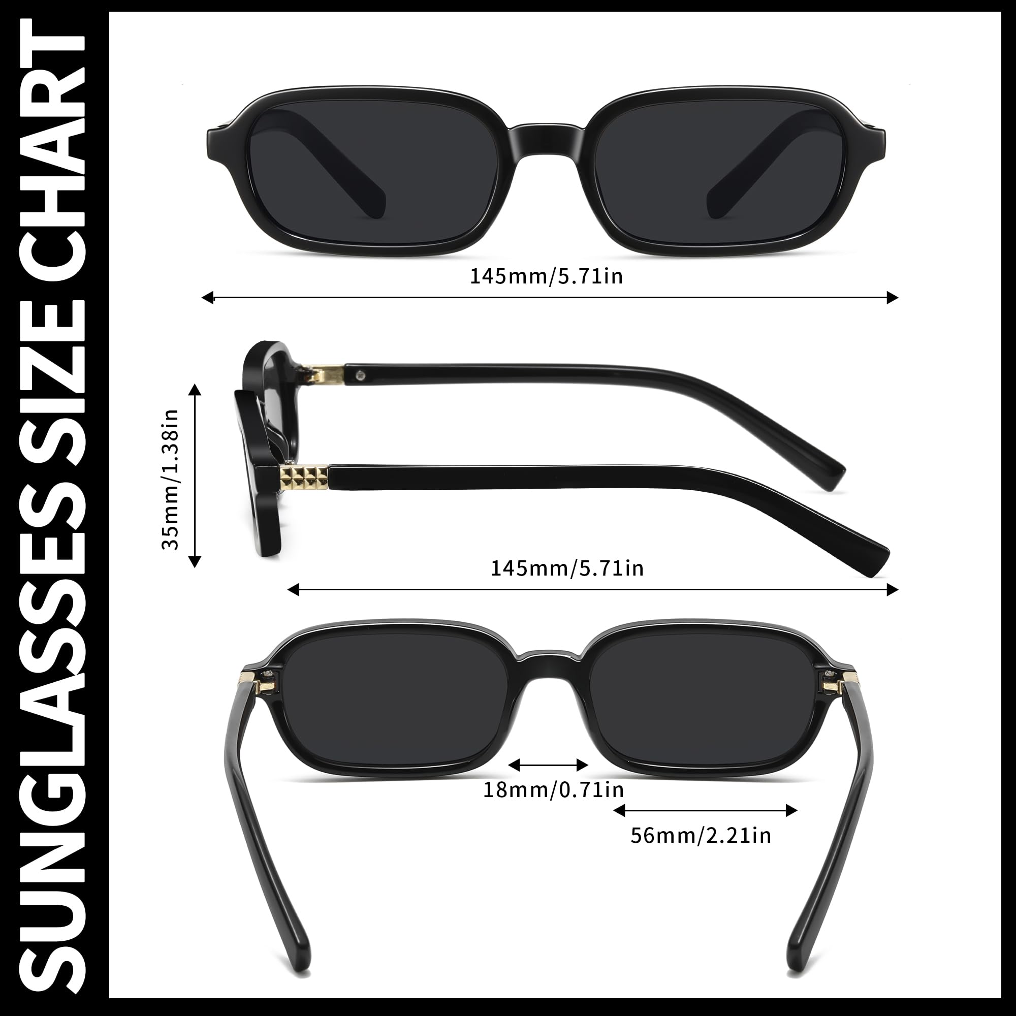 Colrea Retro Rectangle Sunglasses for Women Men Trendy Vintage Small Square Sun Glasses 90s Fashion Cute Sunnies UV400 Protection CL010