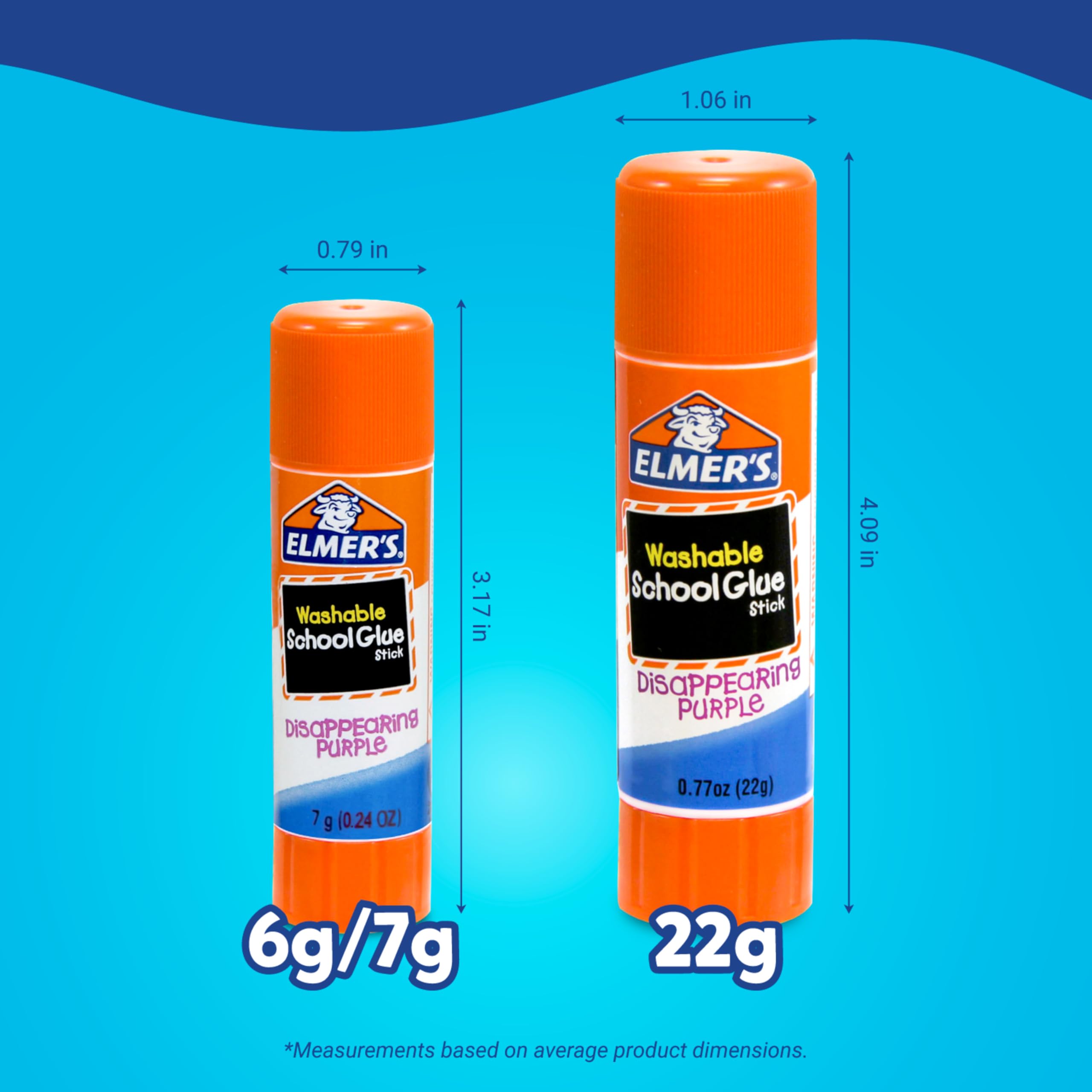 Elmer's Disappearing Purple School Glue Sticks, Washable, 7 Grams, 30 Count - Posters, Back to School, Bulk Pack for Classrooms, #1 Teacher Brand