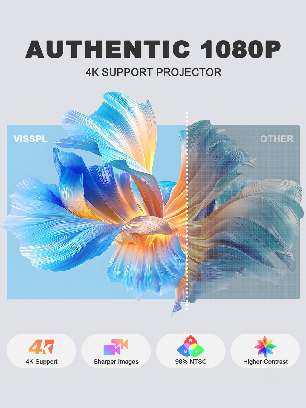 4K Smart Projector with WiFi and Bluetooth, Officially-Licensed App & 2000 ANSI,Auto Focus & Keystone Portable Projector with Stand,Outdoor Home Theater Projector