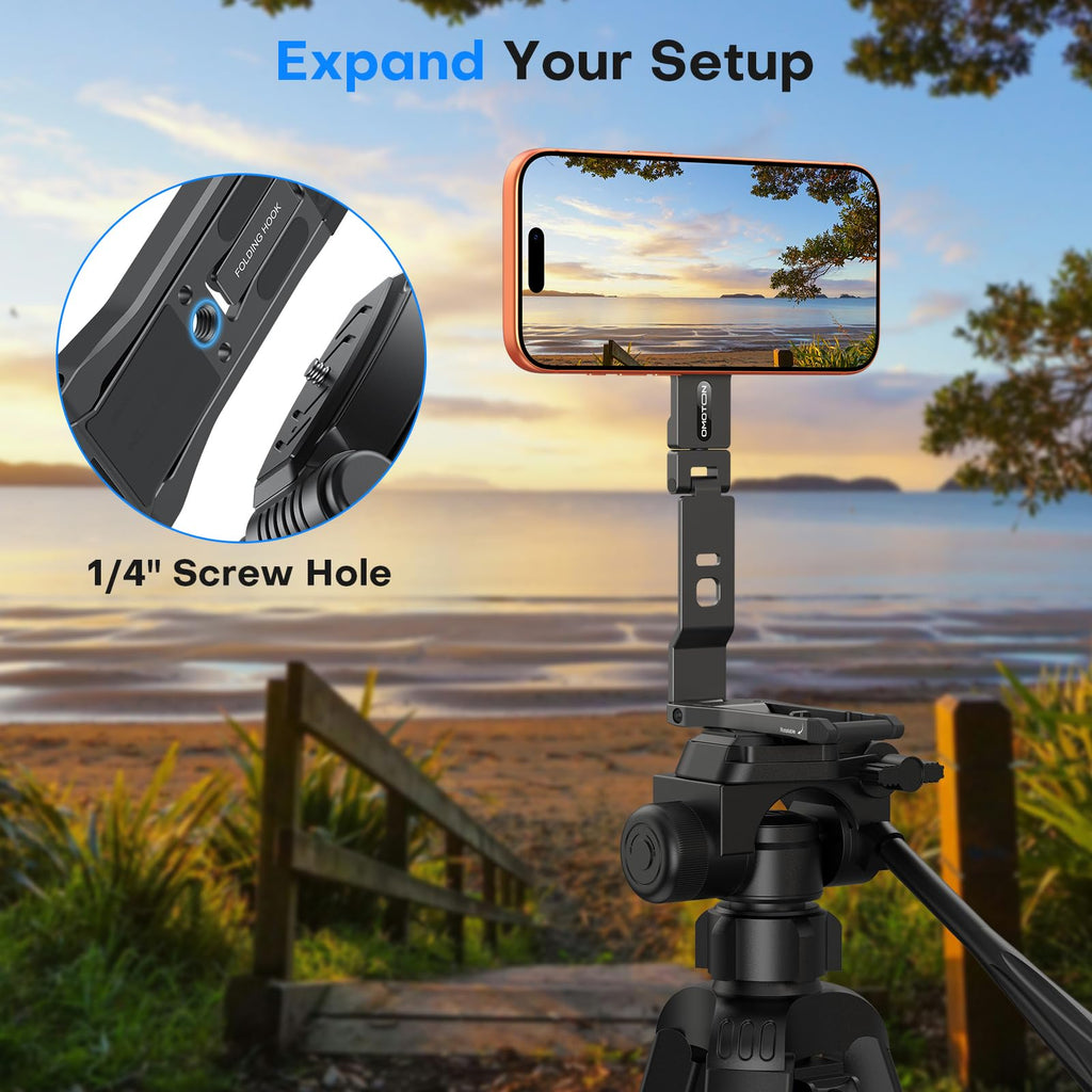 OMOTON TP03 [Ultra-Slim] 360° Rotating for MagSafe Tripod Stand with Hook