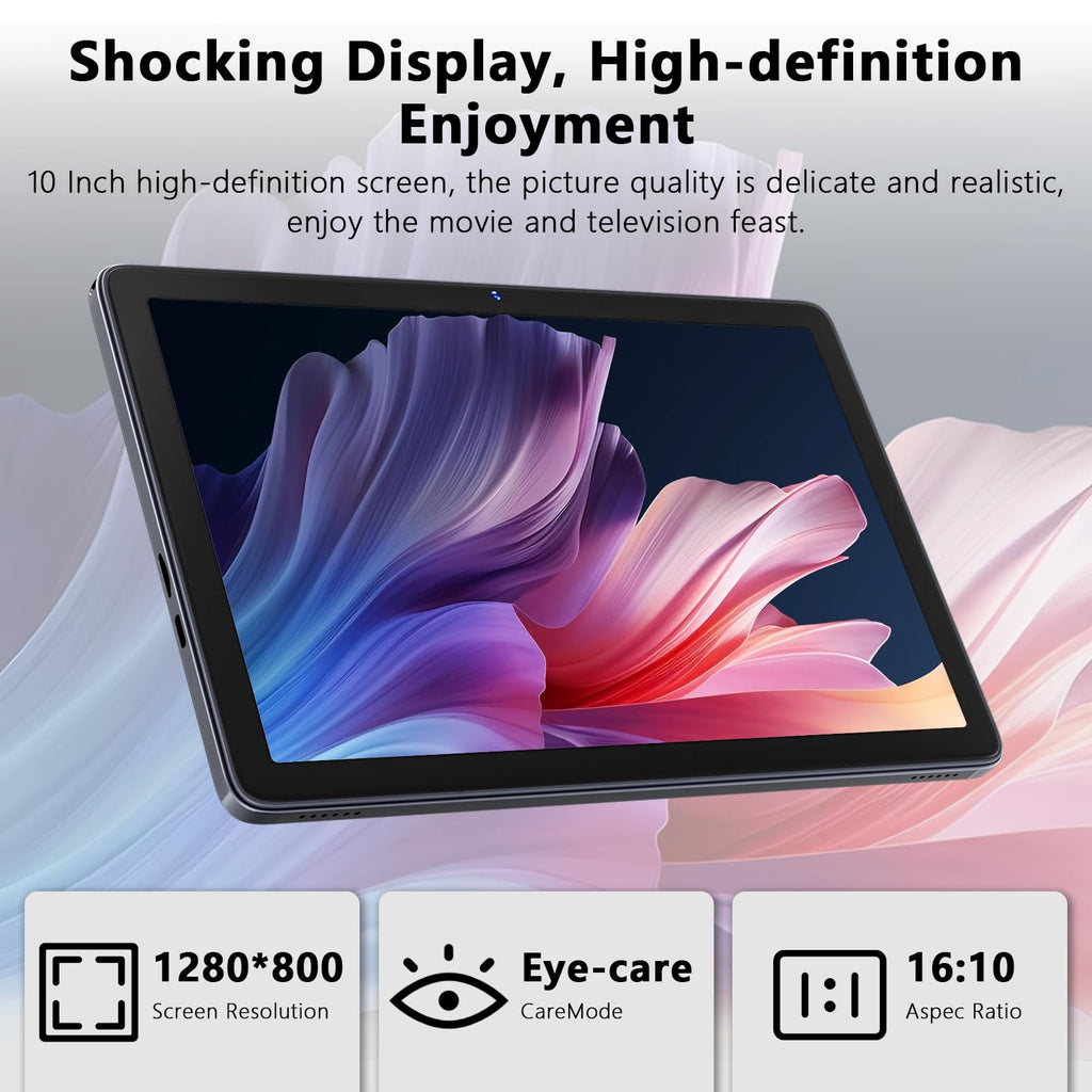 Raemond 10 Inch Tablet Android 15 with Keyboard, 24GB RAM + 128GB ROM (1TB Expand), T615 Octa-Core, 1280x800 IPS HD Display, 5MP+8MP Dual Camera, 6000mAh, Mouse, Widevine L1, GPS