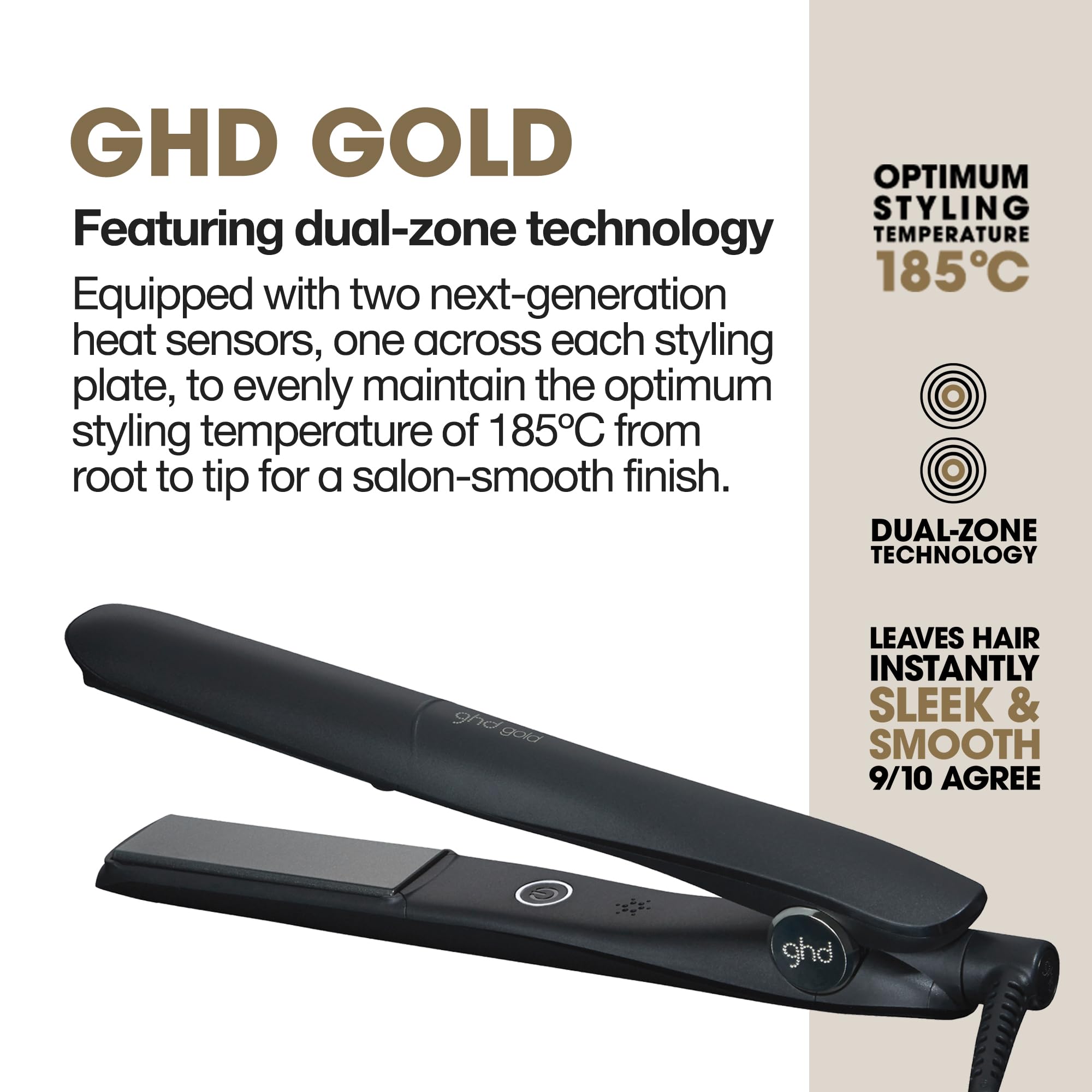 ghd Max Styler Flat Iron Hair Straightener, Black