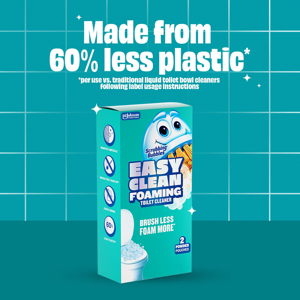 Scrubbing Bubbles Easy Clean Foaming Toilet Bowl Cleaner, Easy Drop In Powder Pouches, 100g (2 Pouches)