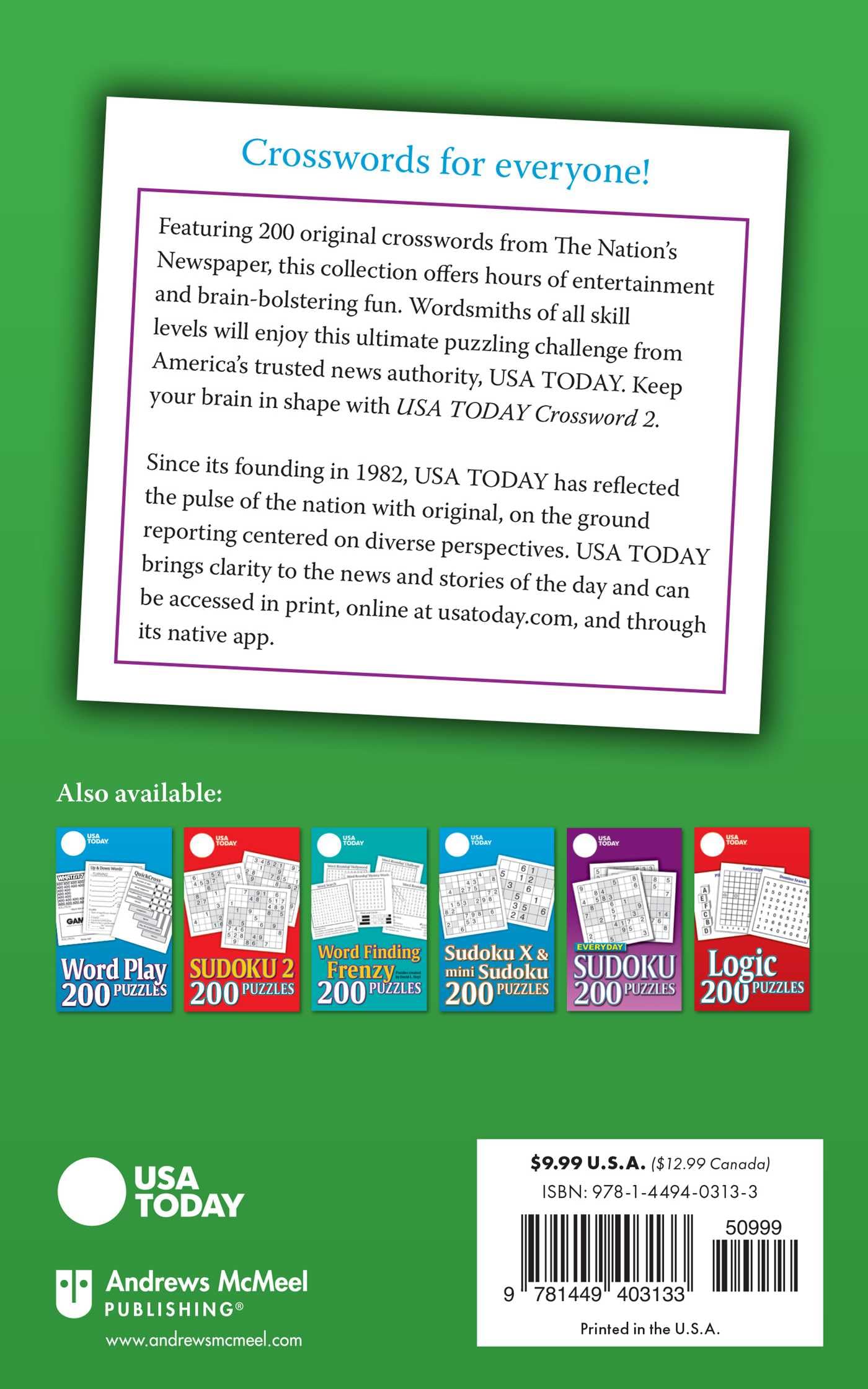 USA TODAY Crossword 2: 200 Puzzles from The Nations No. 1 Newspaper (USA Today Puzzles) (Volume 17)