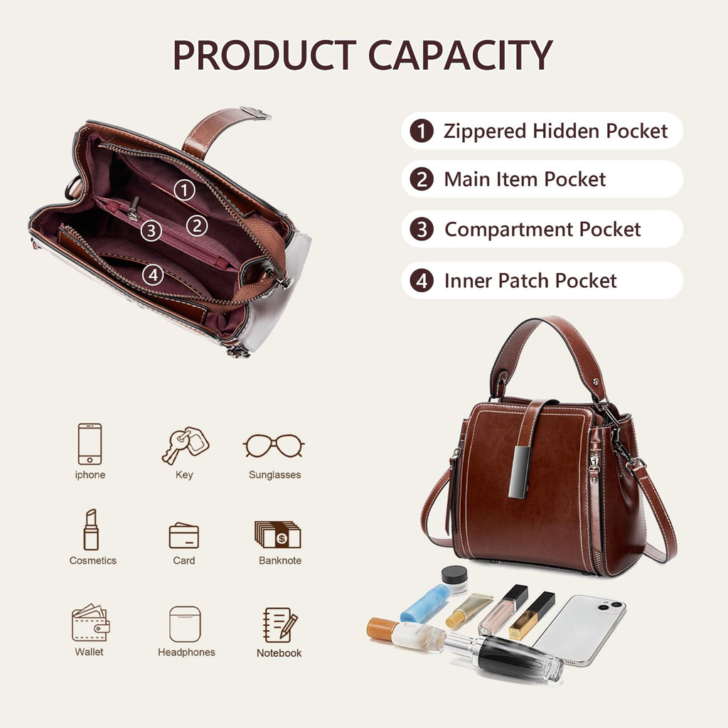 MoreFarther Genuine Leather Crossbody Bags for Women, Designer Leather Purses Bucket Shoulder Bag with Adjustable Straps (Caramel)