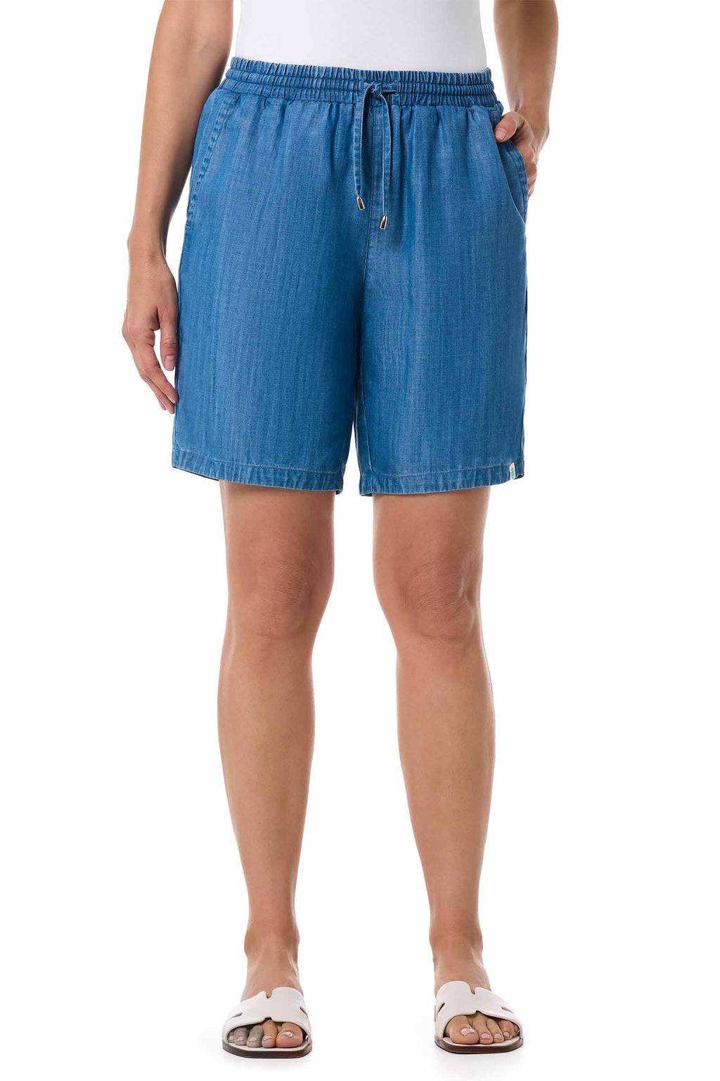 Chambray Shorts - UPF 50+ Sun Protection - Enclave in Light Indigo Chambray