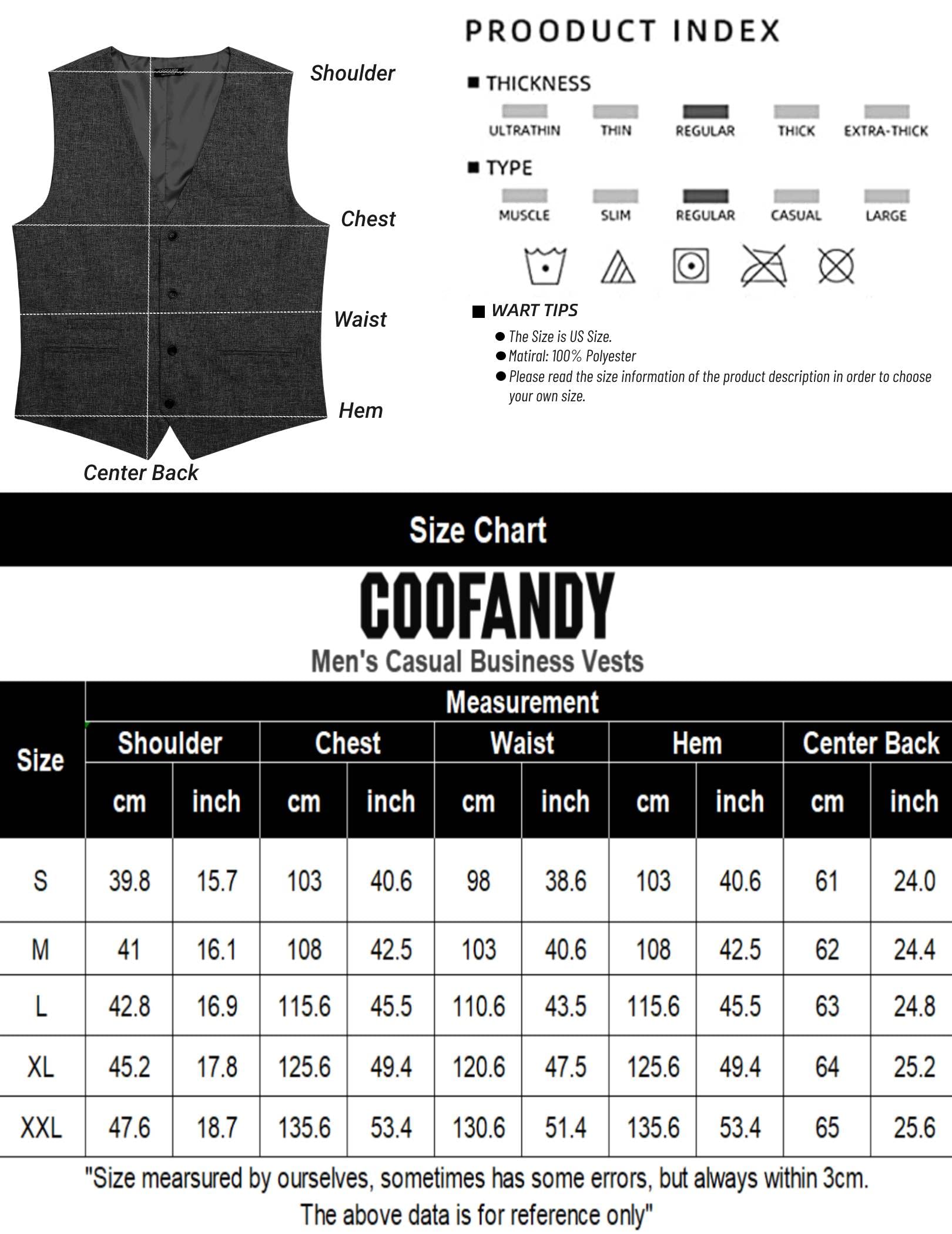 COOFANDY Men's Herringbone Tailored Waistcoat Single Breasted Classic Dress Vest Grey Large