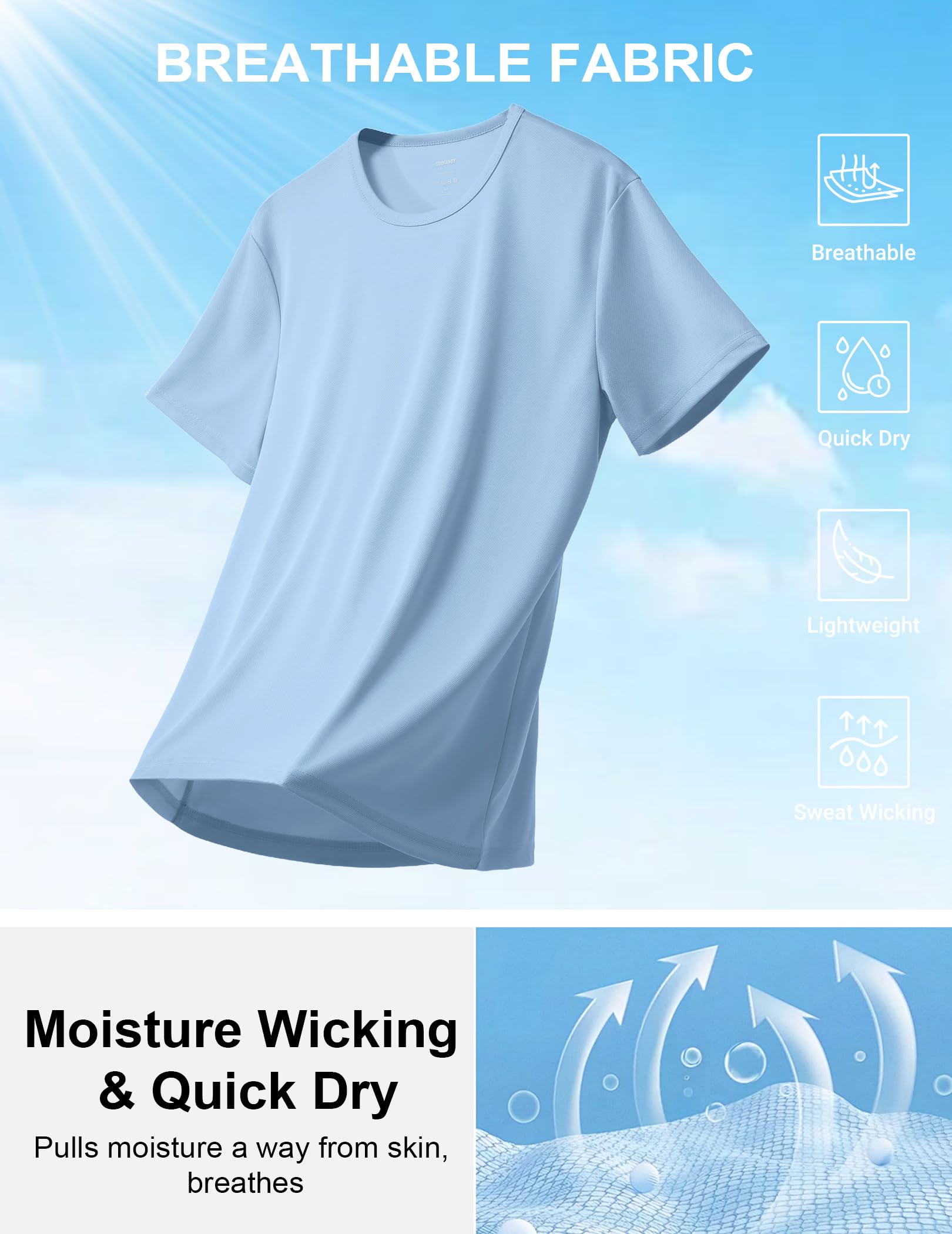 COOFANDY 3 Pack Men's Workout Shirts Quick Dry Moisture Wicking Athletic T-Shirts Casual Crew Neck Sports Tees Tops Bulk