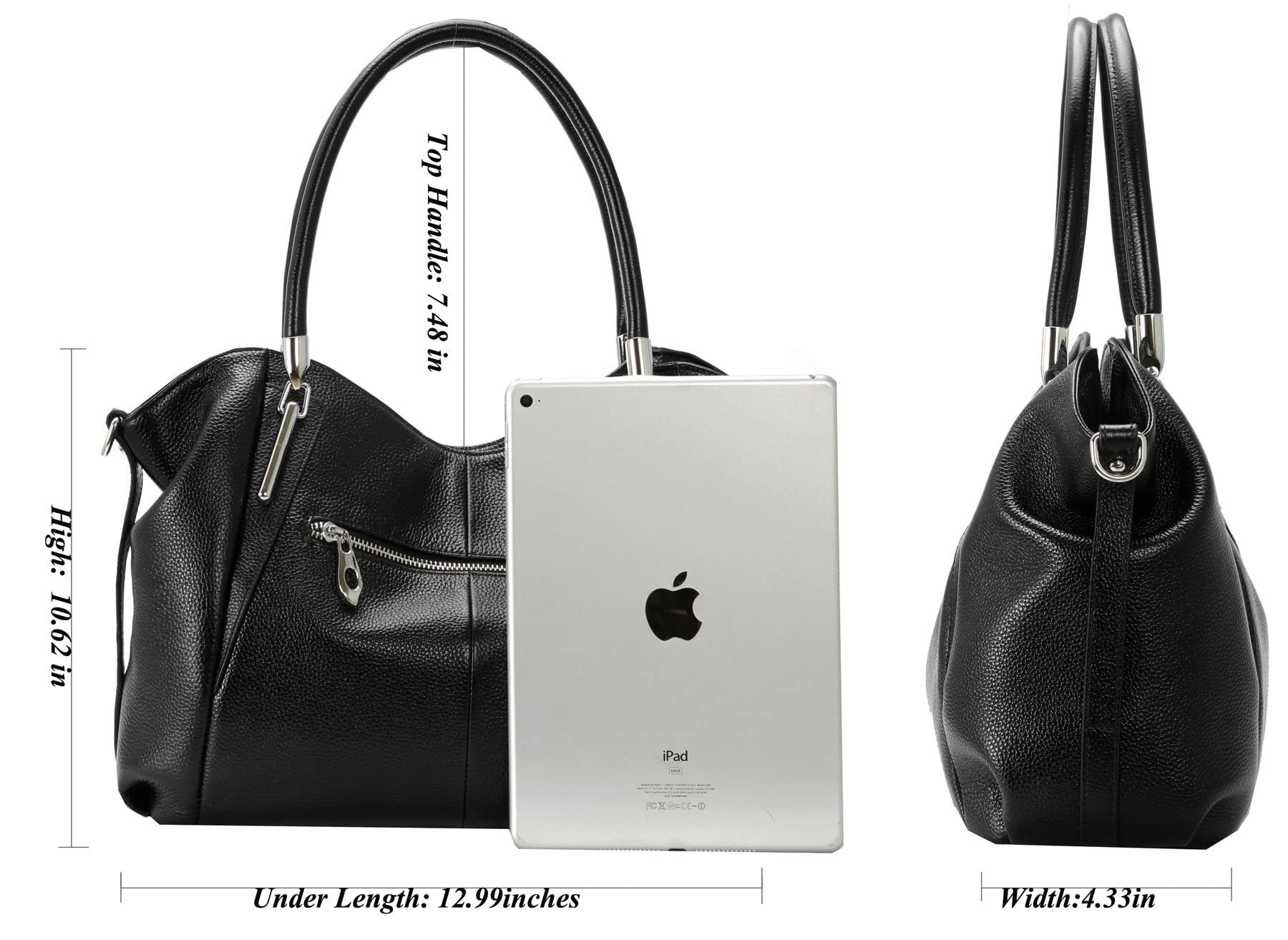 HESHE Purse for Women Shoulder Bags Tote Handbags Designer Fashion Purses and Handbags Hobo Satchel Bag Top Handle Bags (Black)