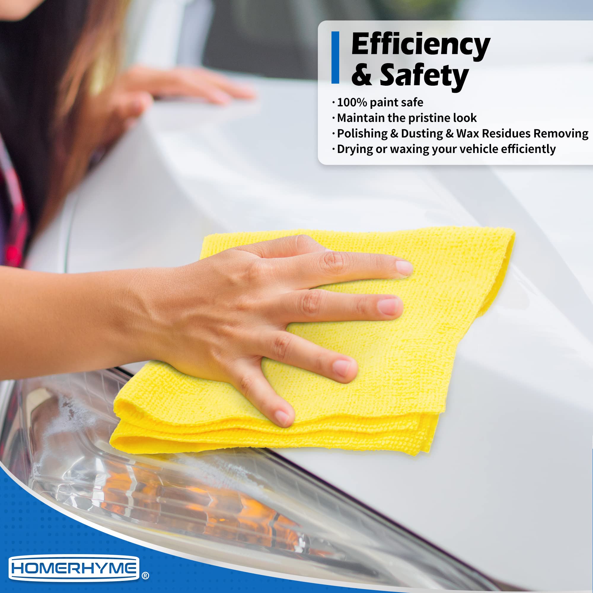 HOMERHYME Microfiber Cleaning Cloth, 100 Pack Cleaning Rags Microfiber Towel Bulk Absorbent Lint-Free Wash Cloths, All-Purpose Towels for Cars, Shop, Automotive, Garage, Home and Kitchen 11.5"*11.5"